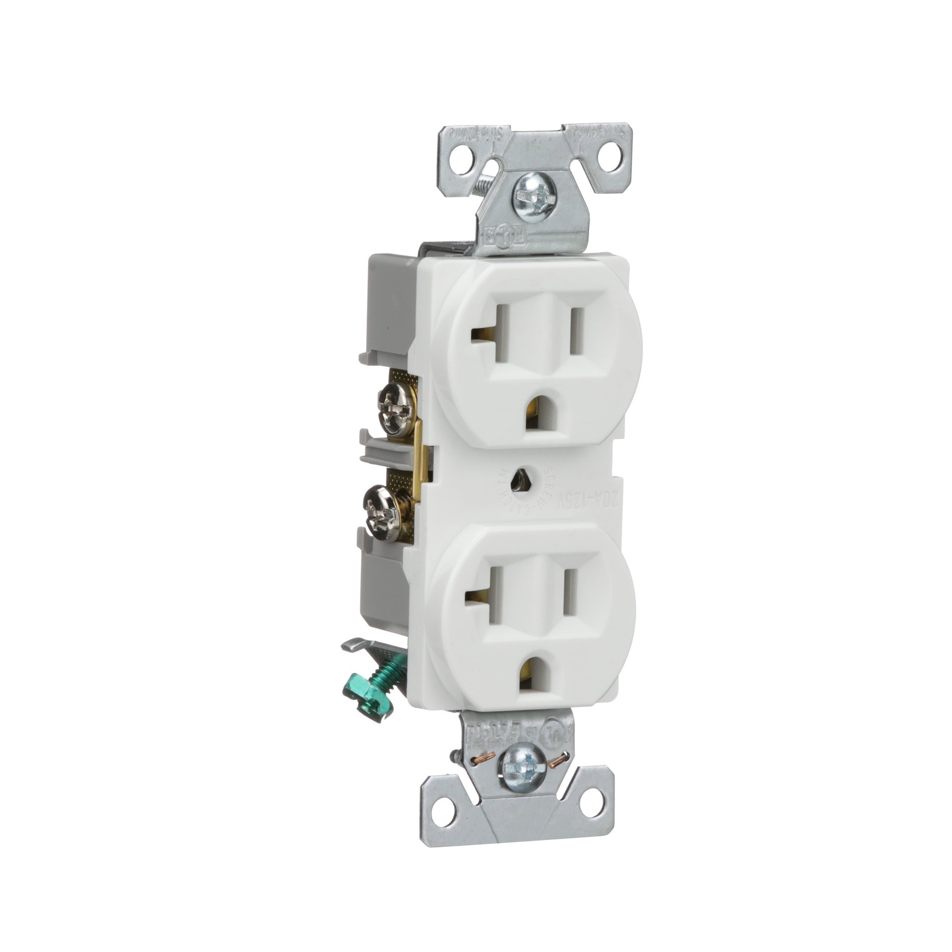 slide 6 of 6, Eaton 20 -Amp 125-volt Commercial Duplex Outlet , White, 1 ct