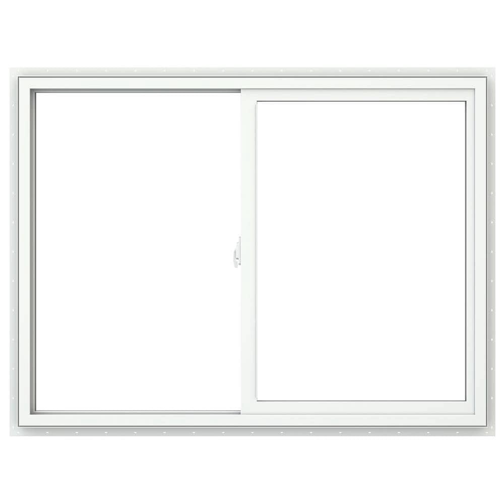 slide 4 of 6, JELD-WEN V-2500 White Exterior White Interior Left-Handed Vinyl Sliding Window Tempered Glass (Full Screen Included), 1 ct