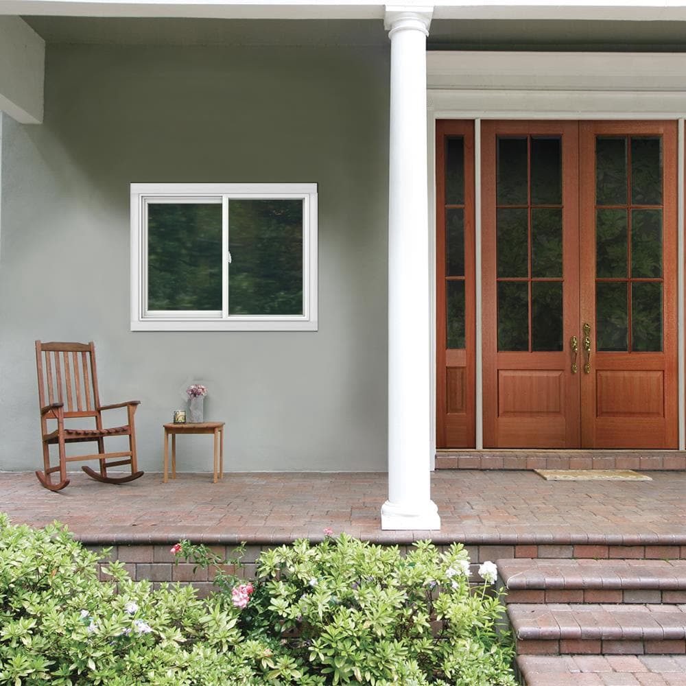 slide 3 of 6, JELD-WEN V-2500 White Exterior White Interior Left-Handed Vinyl Sliding Window Tempered Glass (Full Screen Included), 1 ct