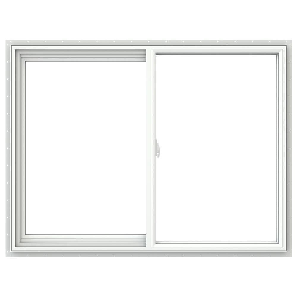 slide 1 of 6, JELD-WEN V-2500 White Exterior White Interior Left-Handed Vinyl Sliding Window Tempered Glass (Full Screen Included), 1 ct