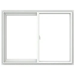 JELD-WEN V-2500 47-1/2-in x 35-1/2-in Left-Handed White with White Interior Vinyl Sliding Window With Tempered Glass (Full Screen Included)