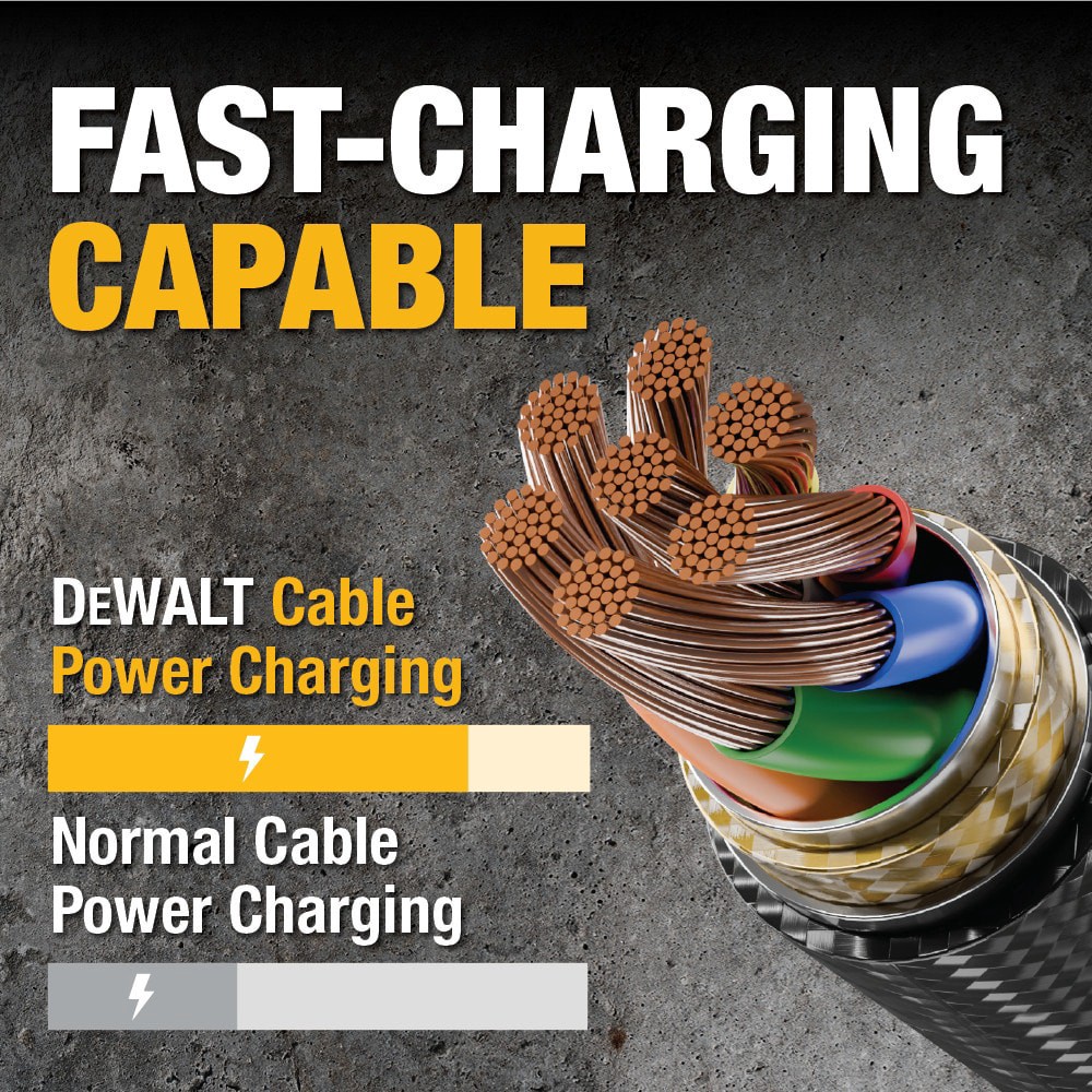 slide 4 of 6, DEWALT 4-ft USB Lightning Black Cable, 1 ct