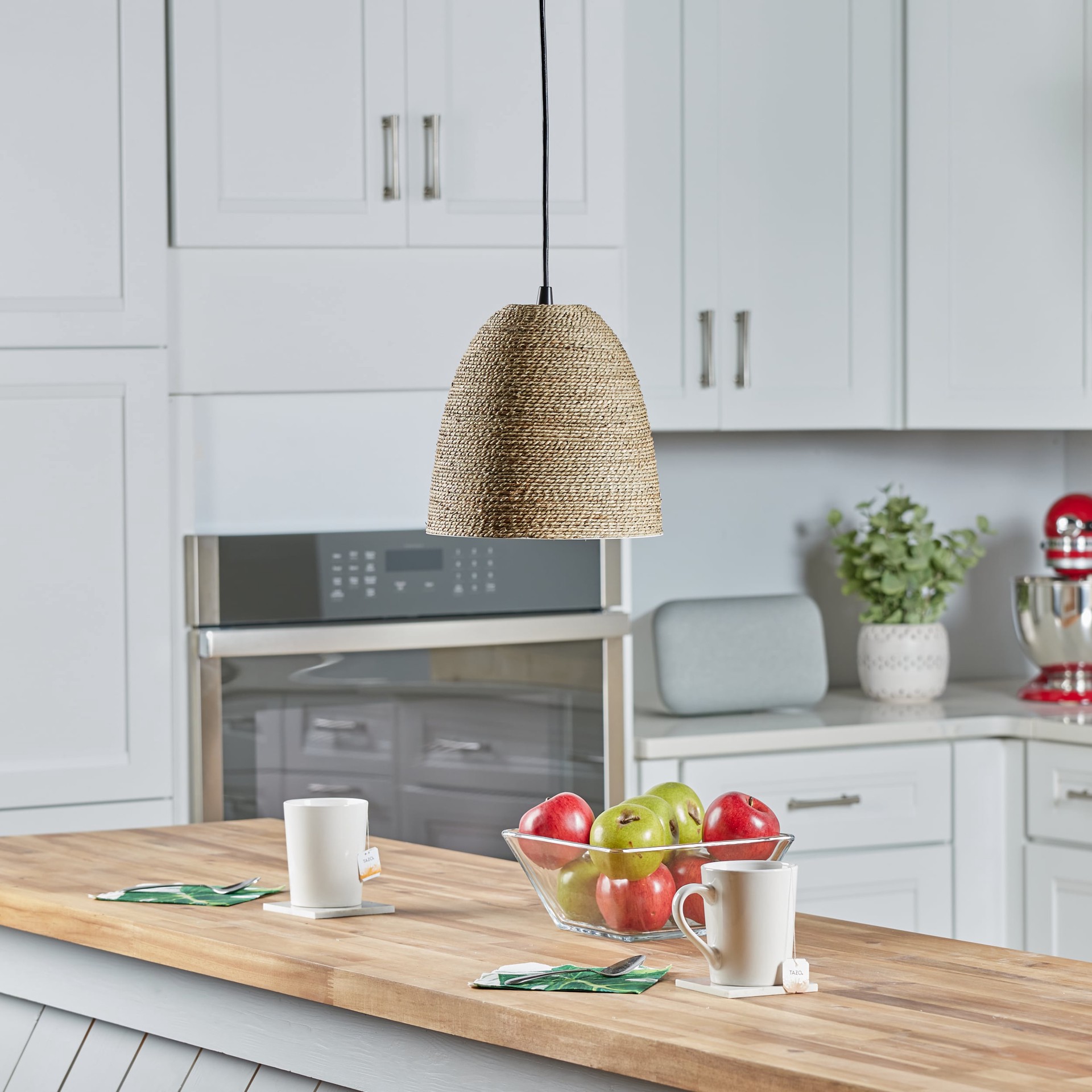 slide 6 of 6, Style Selections Mix and Match 9-in x 9.13-in Dome Natural Pendant light shade, 1 ct