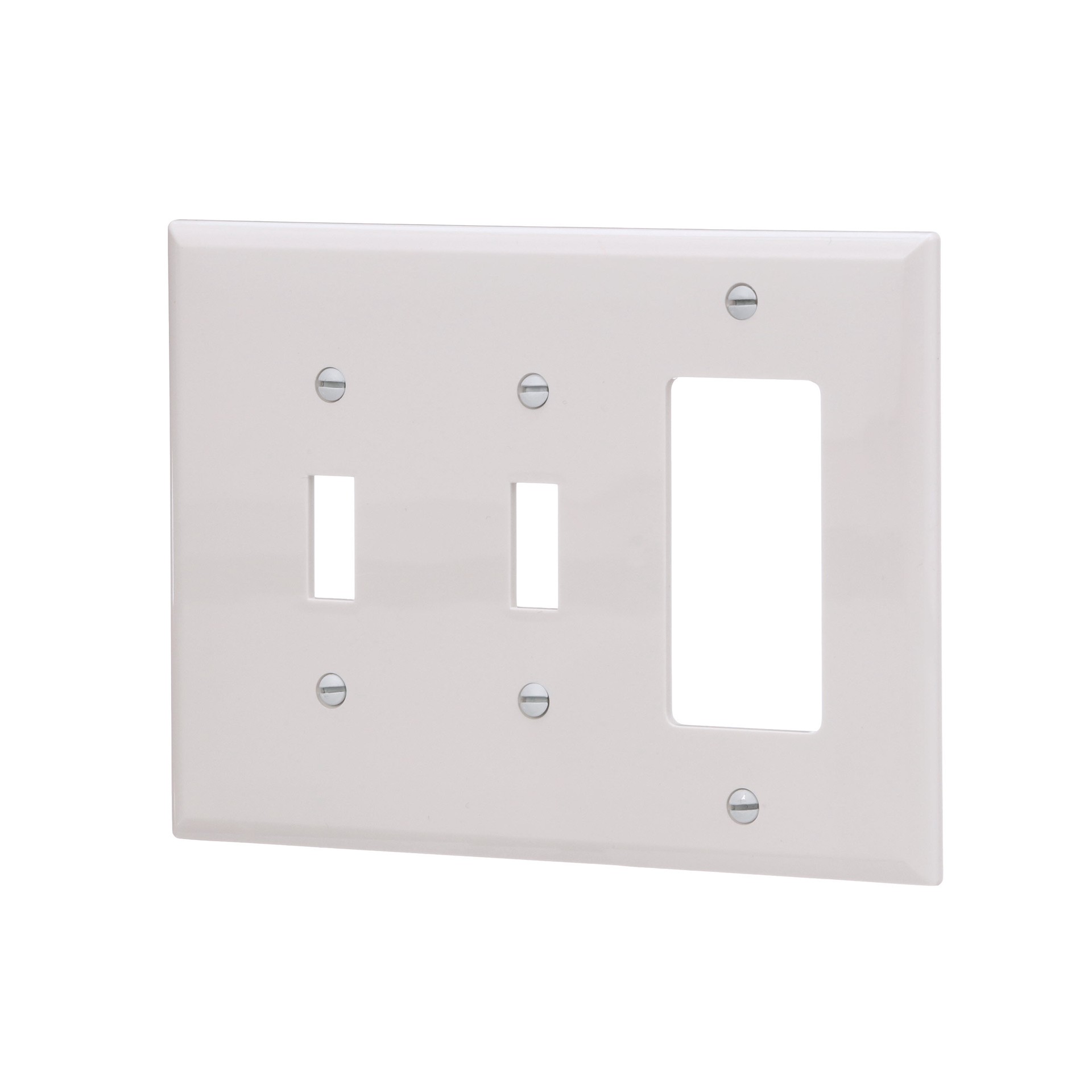 slide 3 of 6, 3 -Gang Midsize Size White Polycarbonate Indoor Toggle/Decorator Wall Plate, 1 ct