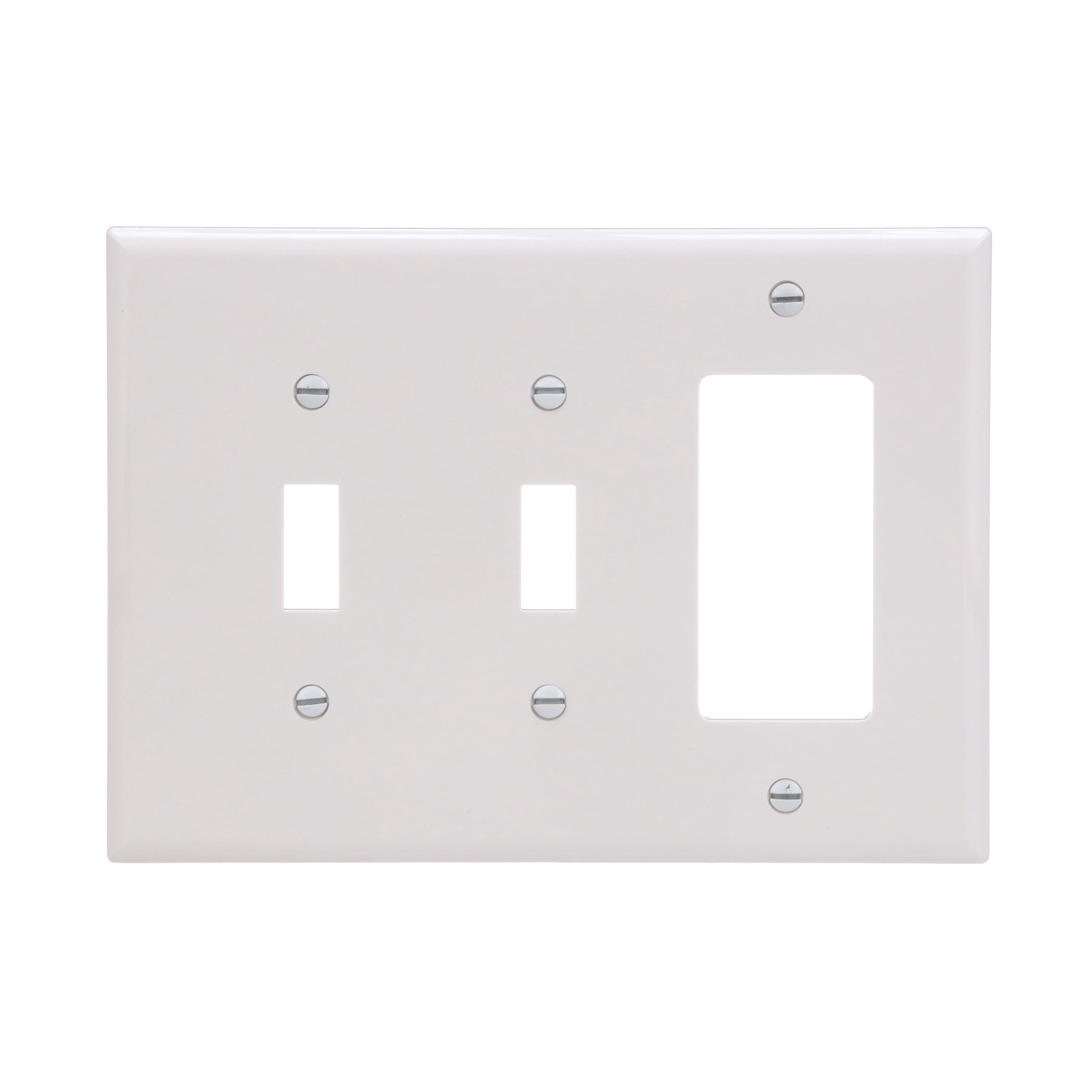 slide 1 of 6, 3 -Gang Midsize Size White Polycarbonate Indoor Toggle/Decorator Wall Plate, 1 ct