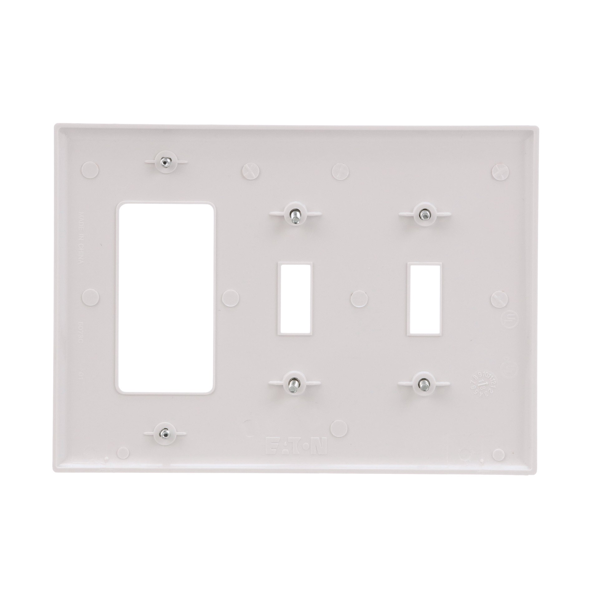 slide 5 of 6, 3 -Gang Midsize Size White Polycarbonate Indoor Toggle/Decorator Wall Plate, 1 ct