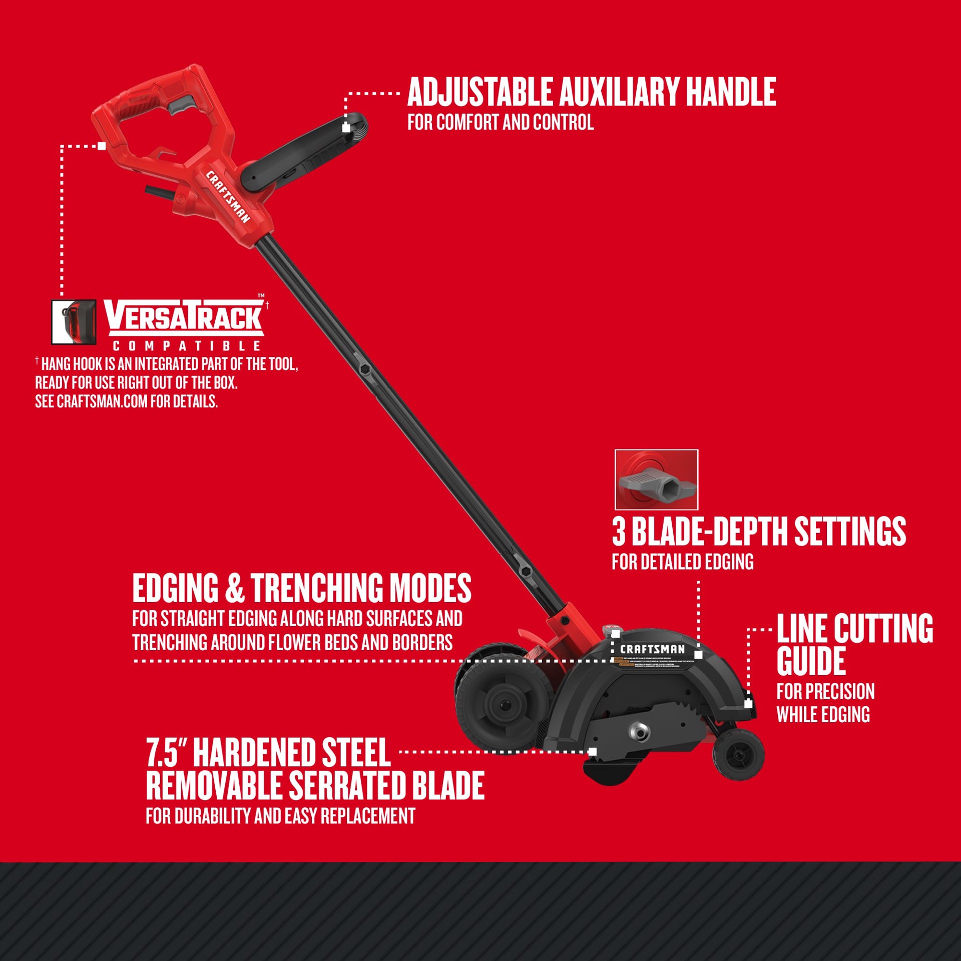 slide 2 of 6, CRAFTSMAN 7.5-in Push walk behind Electric Lawn Edger, 1 ct