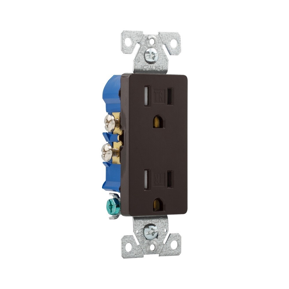 slide 2 of 5, Eaton 15 -Amp 125-volt Tamper Resistant Residential Decorator Outlet , Brown, 1 ct