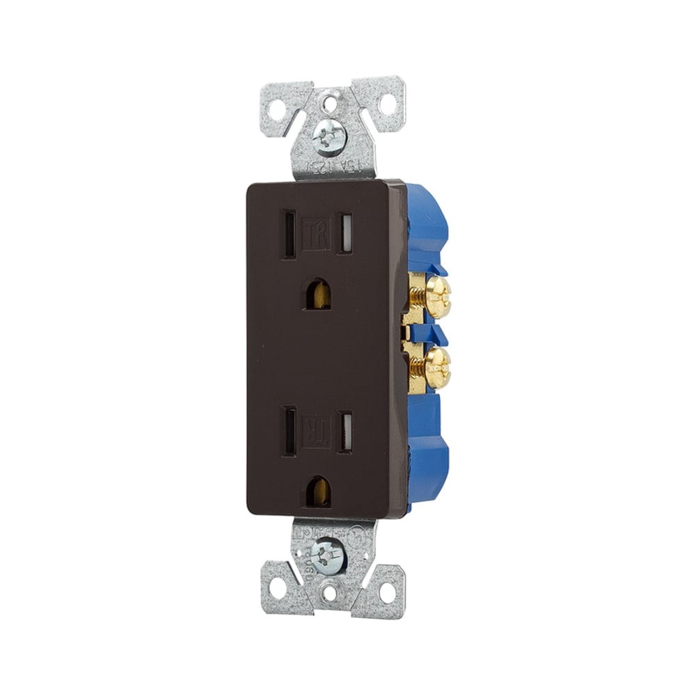 slide 1 of 5, Eaton 15 -Amp 125-volt Tamper Resistant Residential Decorator Outlet , Brown, 1 ct