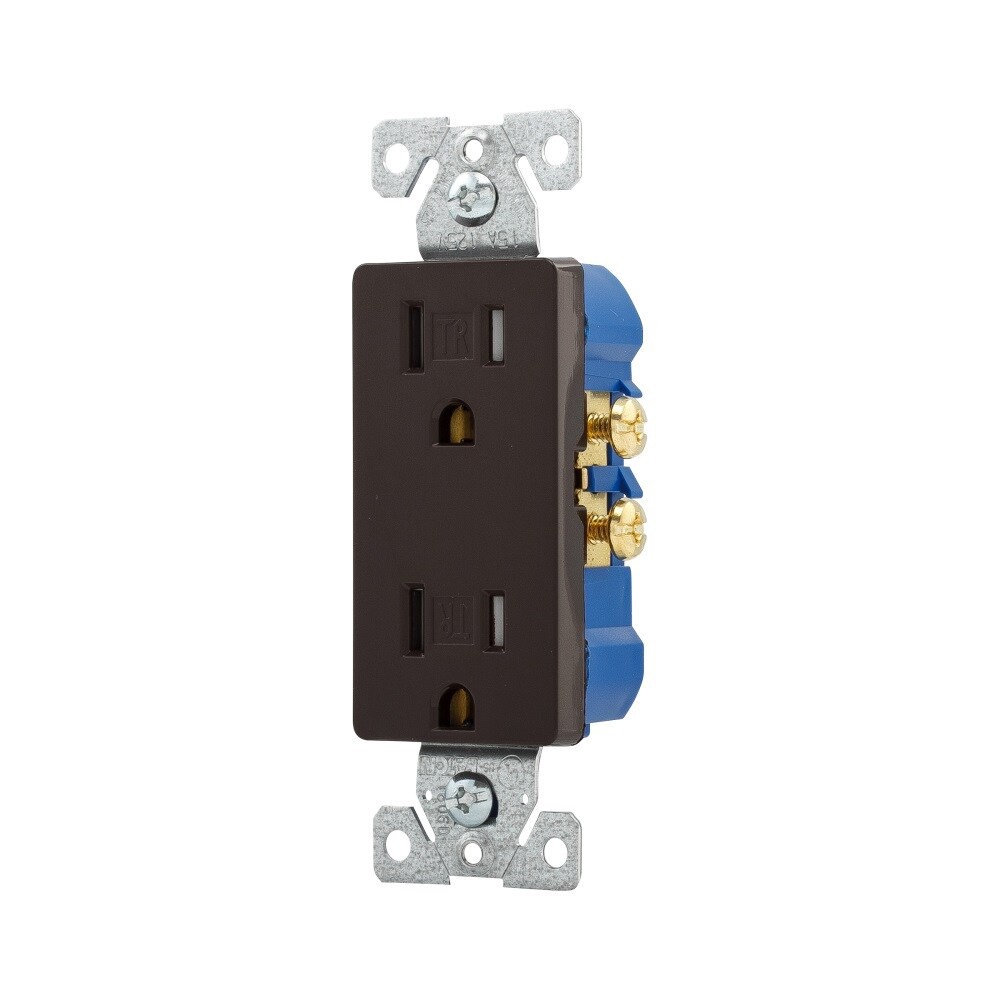 slide 3 of 5, Eaton 15 -Amp 125-volt Tamper Resistant Residential Decorator Outlet , Brown, 1 ct