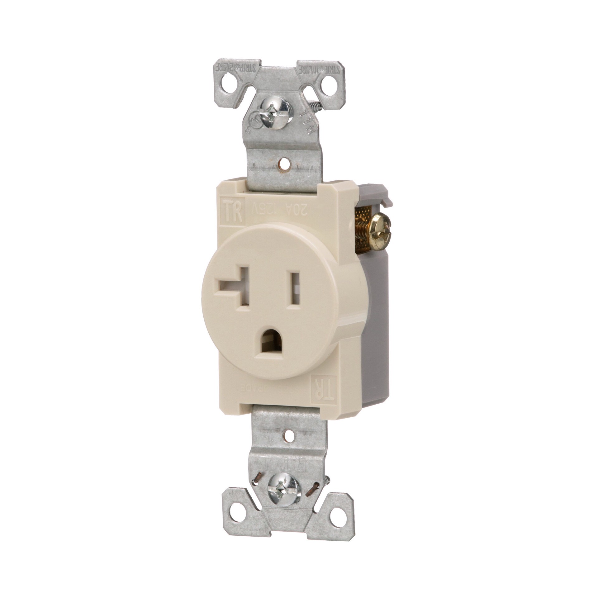slide 2 of 6, Eaton 20 -Amp 125-volt Tamper Resistant Residential/Commercial Round Outlet , Light almond, 1 ct