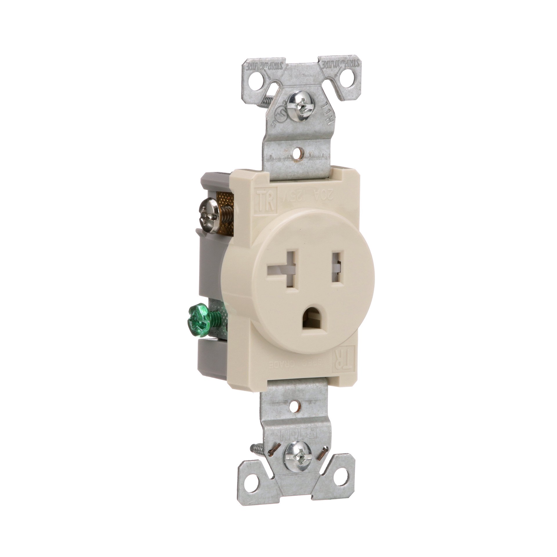 slide 6 of 6, Eaton 20 -Amp 125-volt Tamper Resistant Residential/Commercial Round Outlet , Light almond, 1 ct
