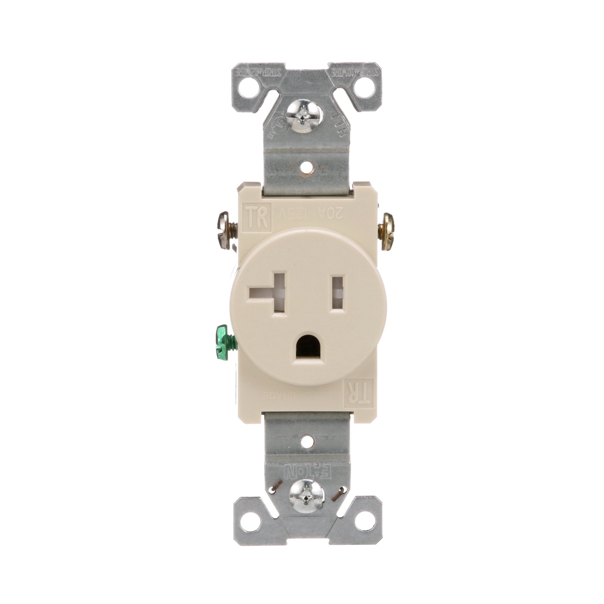 slide 1 of 6, Eaton 20 -Amp 125-volt Tamper Resistant Residential/Commercial Round Outlet , Light almond, 1 ct
