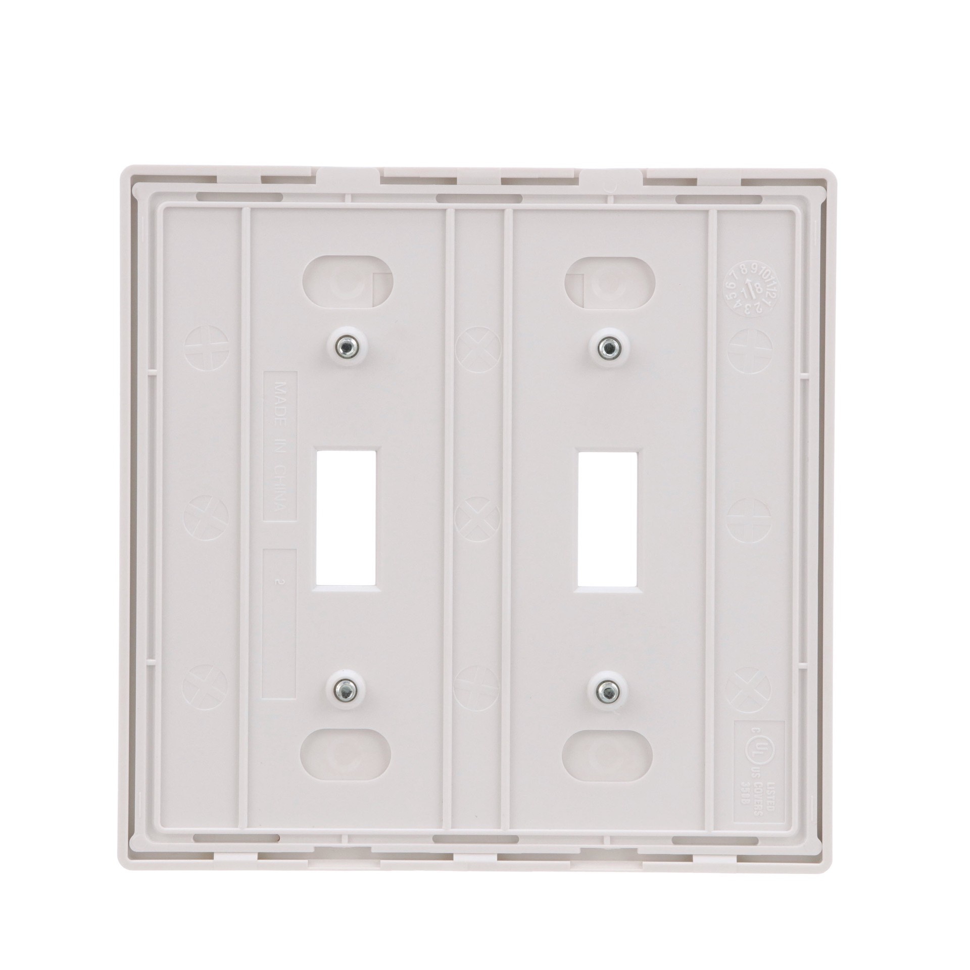 slide 5 of 6, Eaton 2 -Gang Midsize Size White Polycarbonate Indoor Screwless Toggle Wall Plate, 1 ct