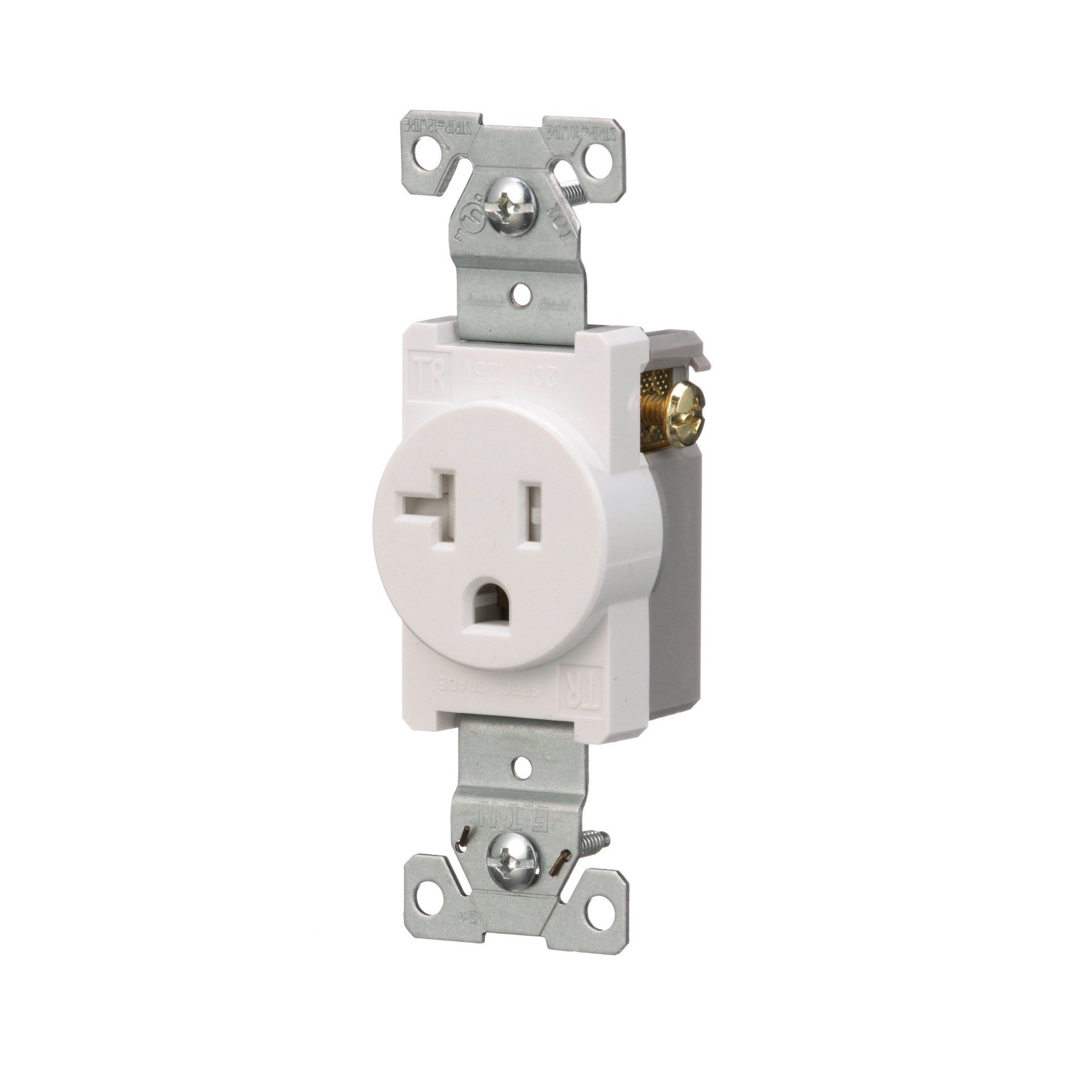slide 2 of 6, Eaton 20 -Amp 125-volt Tamper Resistant Residential/Commercial Round Outlet , White, 1 ct