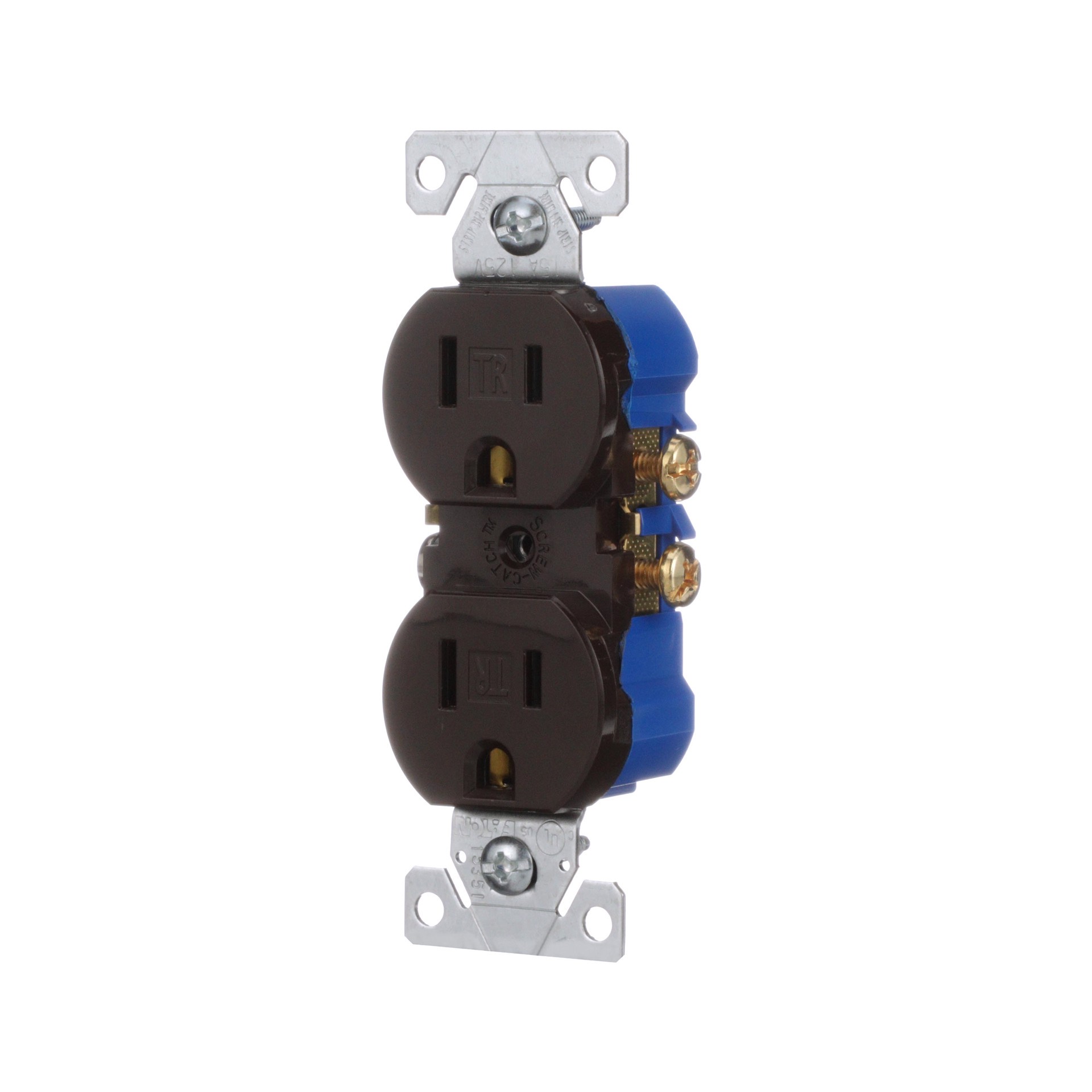 slide 2 of 6, 15 -Amp 125-volt Tamper Resistant Residential Duplex Outlet , Brown, 1 ct