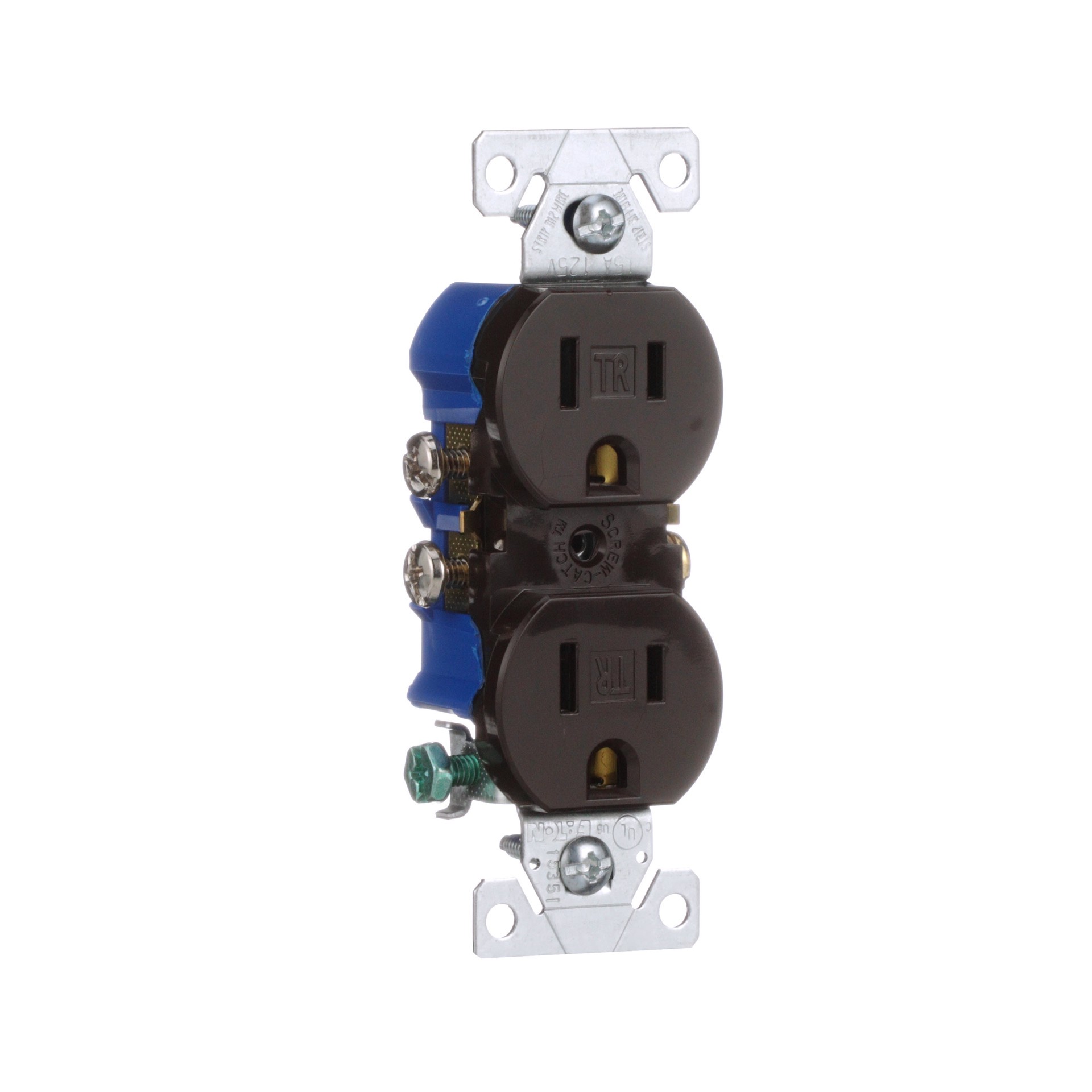 slide 6 of 6, 15 -Amp 125-volt Tamper Resistant Residential Duplex Outlet , Brown, 1 ct