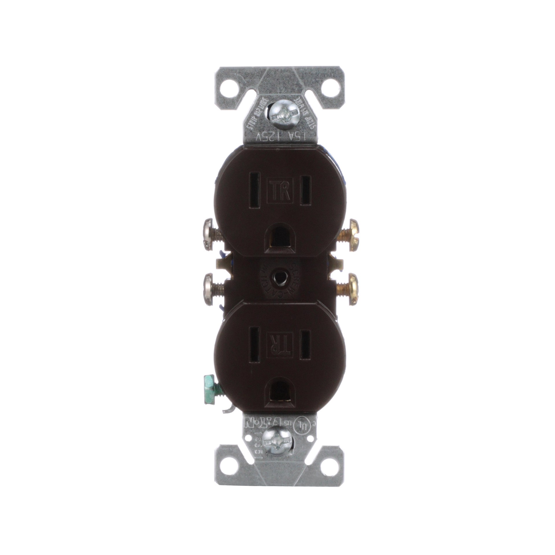 slide 1 of 6, 15 -Amp 125-volt Tamper Resistant Residential Duplex Outlet , Brown, 1 ct