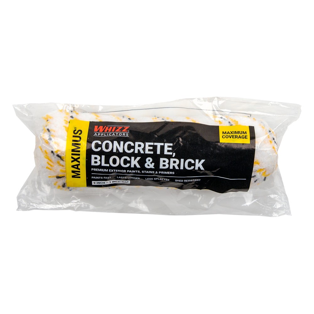 slide 1 of 6, WHIZZ 9-in x 1-in Nap MAXIMUS Concrete, Block, and Brick Standard Woven Paint Roller Cover, 1 ct