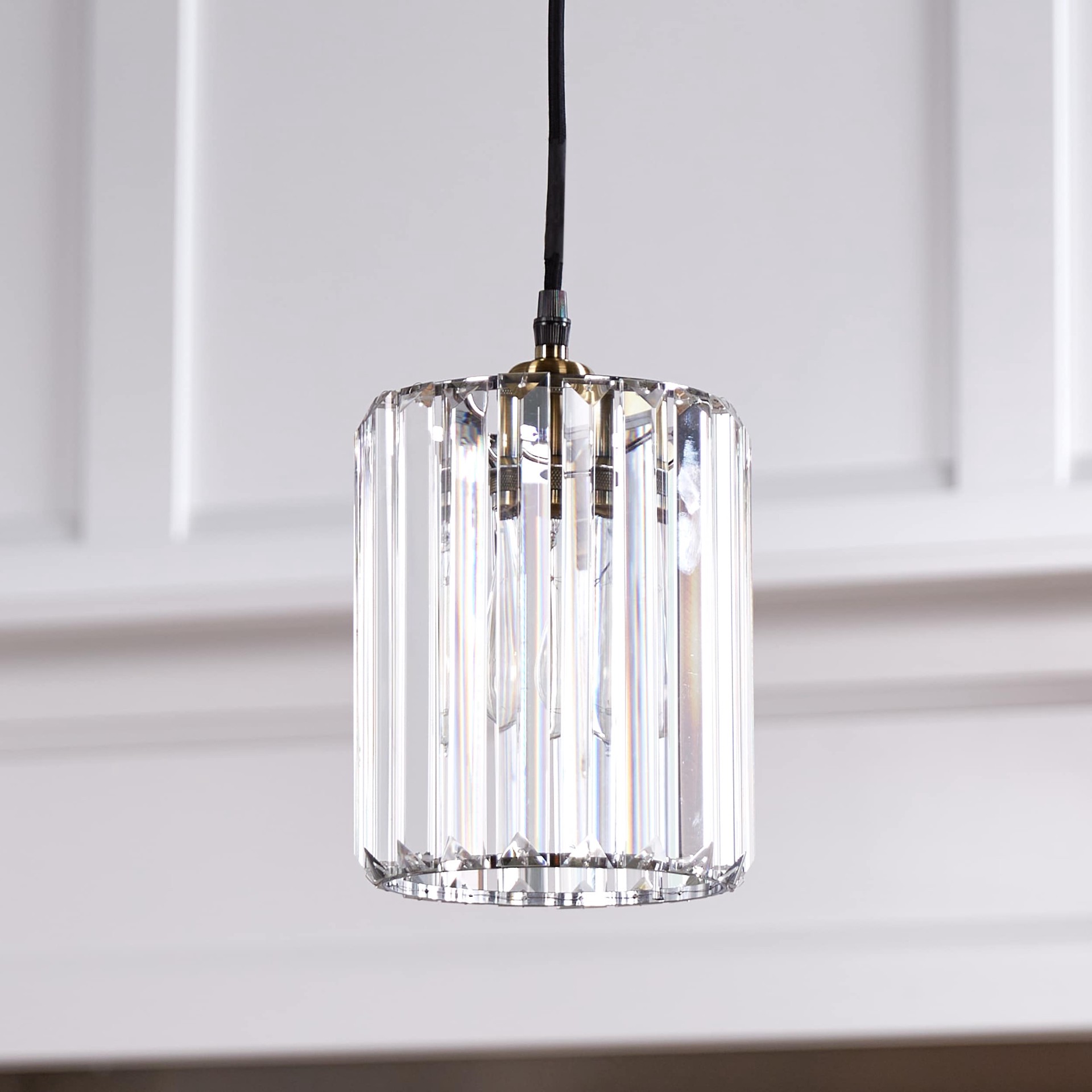 slide 2 of 6, Style Selections Mix and Match 7.5-in x 6-in Cylinder Clear and Chrome Crystal Pendant light shade, 1 ct