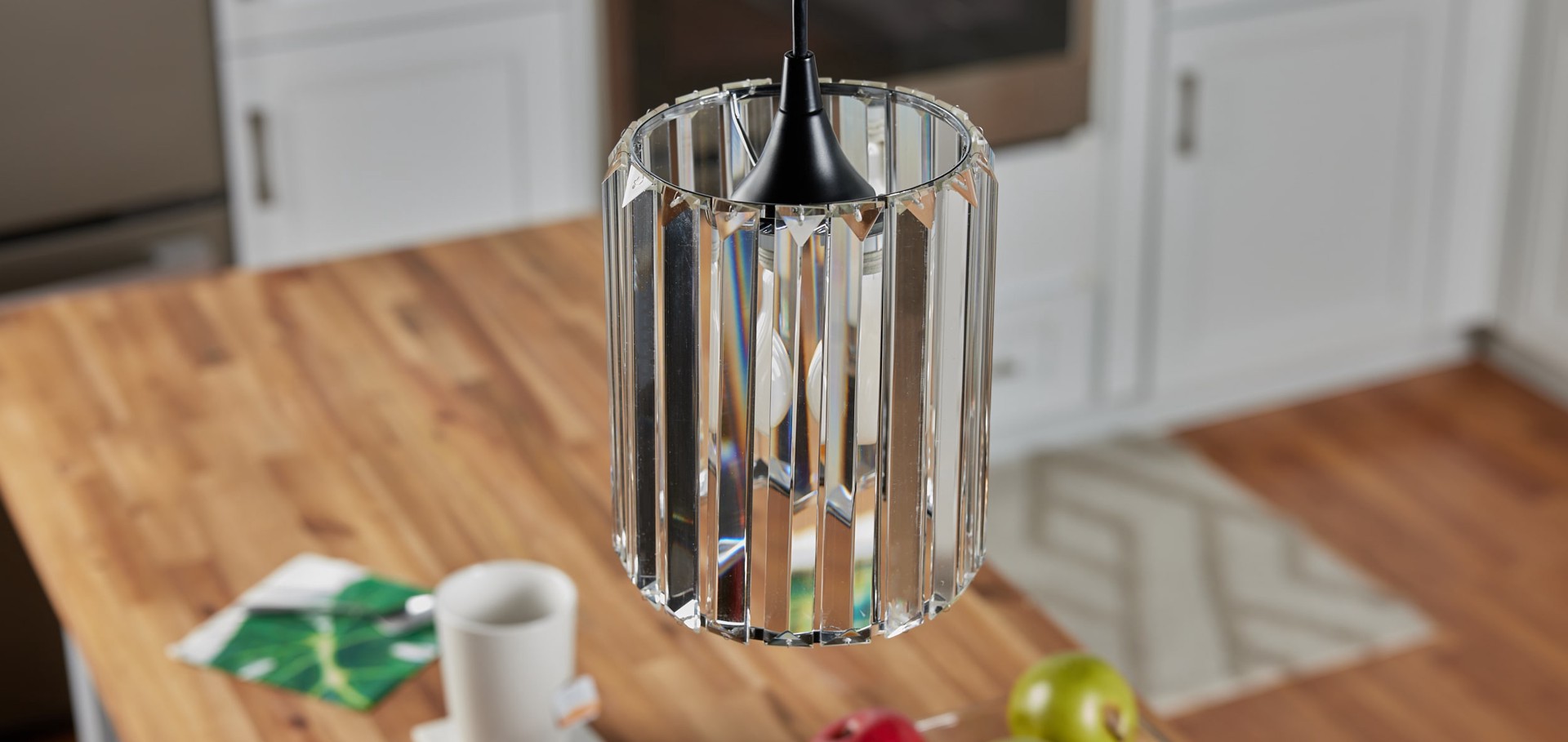 slide 4 of 6, Style Selections Mix and Match 7.5-in x 6-in Cylinder Clear and Chrome Crystal Pendant light shade, 1 ct