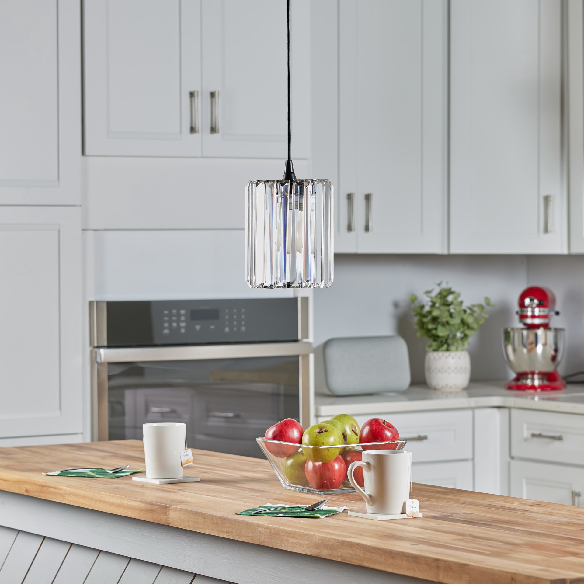 slide 5 of 6, Style Selections Mix and Match 7.5-in x 6-in Cylinder Clear and Chrome Crystal Pendant light shade, 1 ct