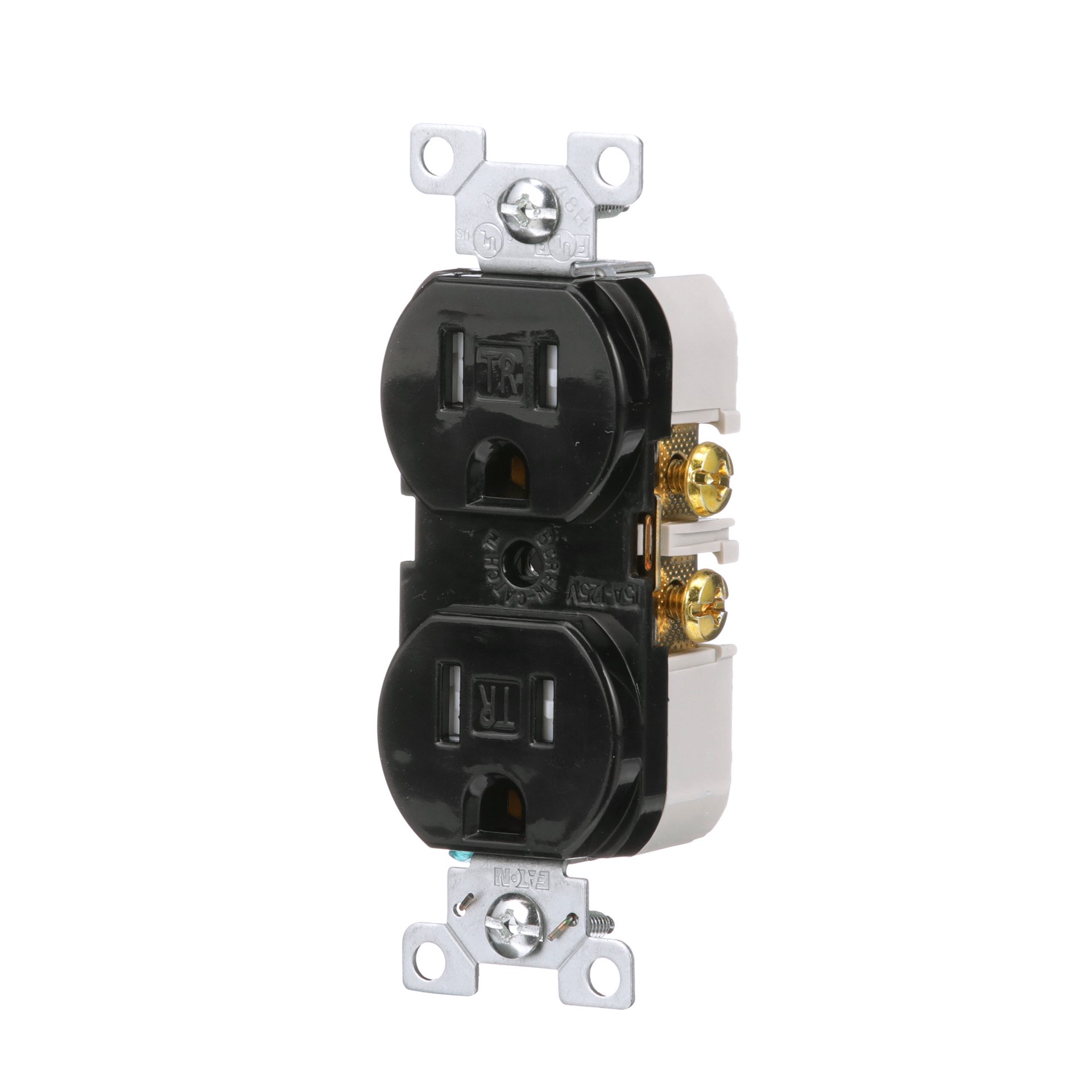slide 2 of 6, Eaton 15 -Amp 125-volt Tamper Resistant Commercial Duplex Outlet , Black, 1 ct