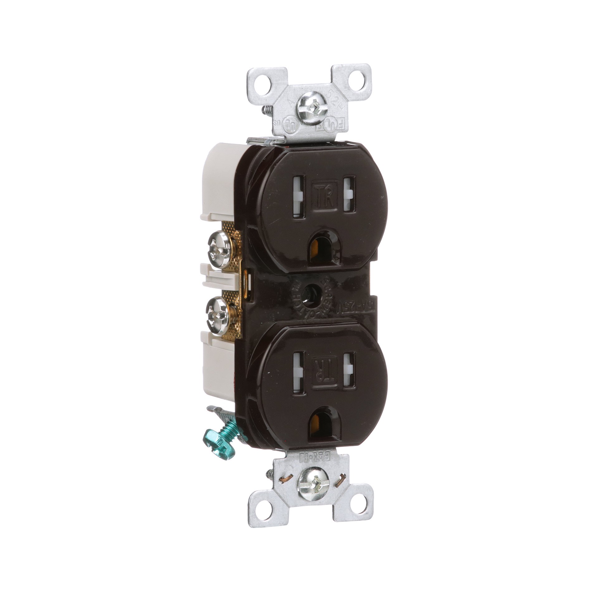 slide 6 of 6, Eaton 15 -Amp 125-volt Tamper Resistant Commercial Duplex Outlet , Brown, 1 ct