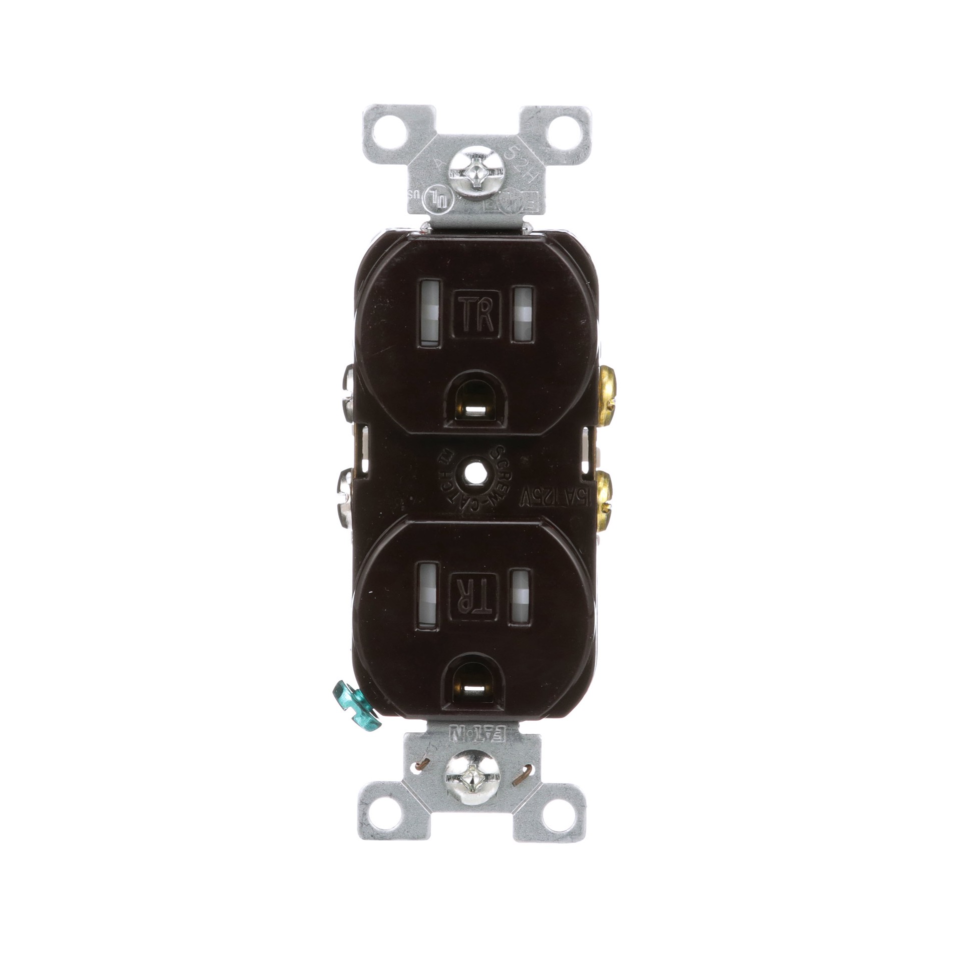 slide 1 of 6, Eaton 15 -Amp 125-volt Tamper Resistant Commercial Duplex Outlet , Brown, 1 ct