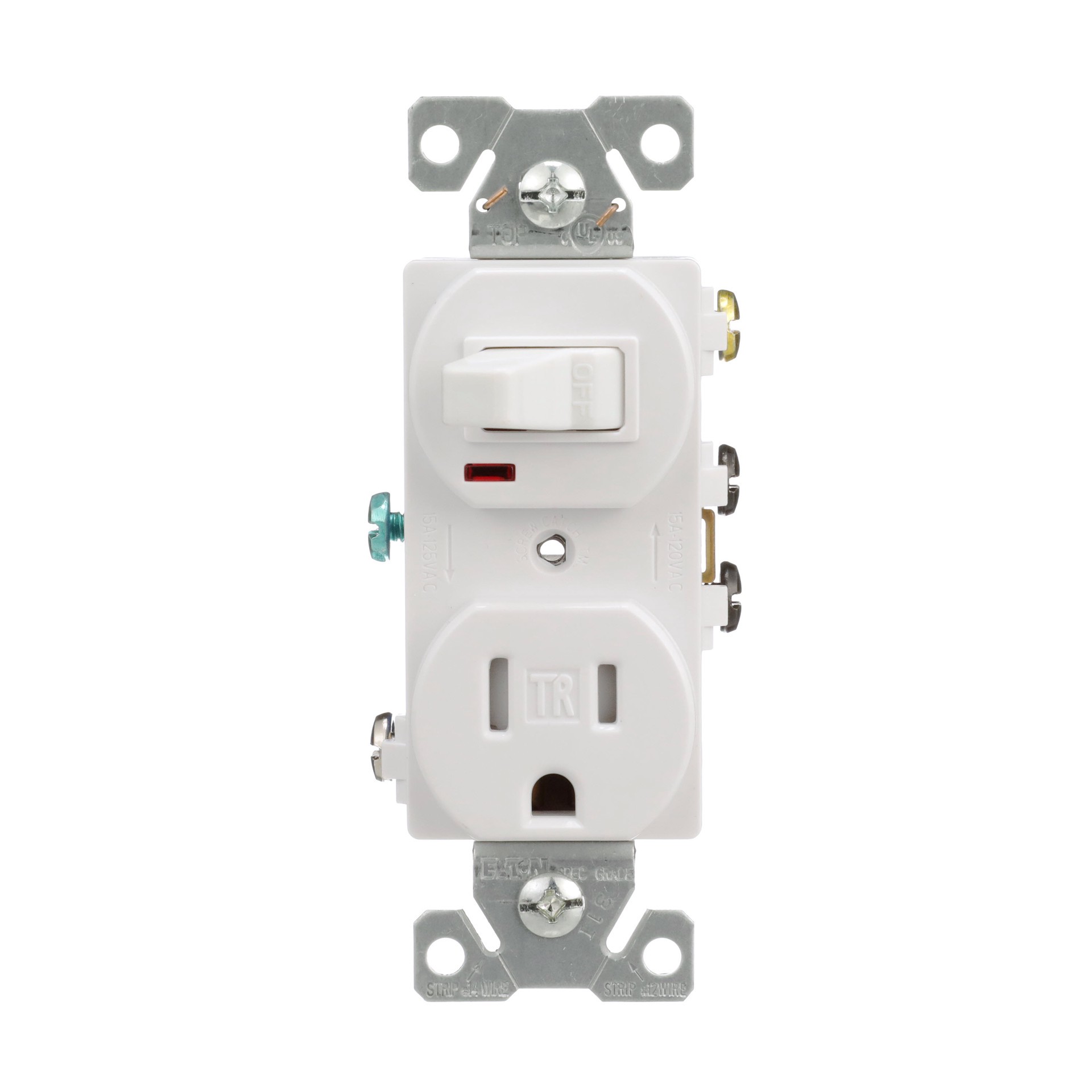 slide 1 of 6, Eaton 15 -Amp 125-volt Tamper Resistant Residential/Commercial Duplex Switch outlet , White, 1 ct