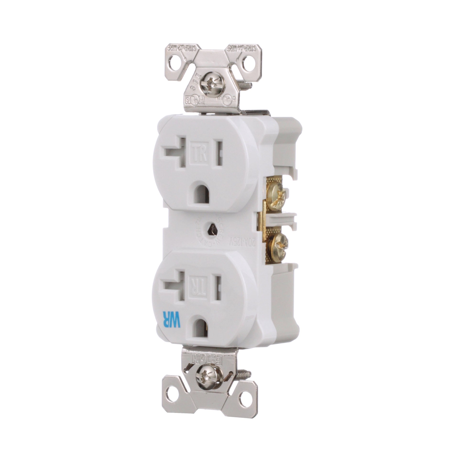 slide 2 of 6, Eaton 20 -Amp 125-volt Tamper Resistant Weather Resistant Commercial Duplex Outlet , White, 1 ct