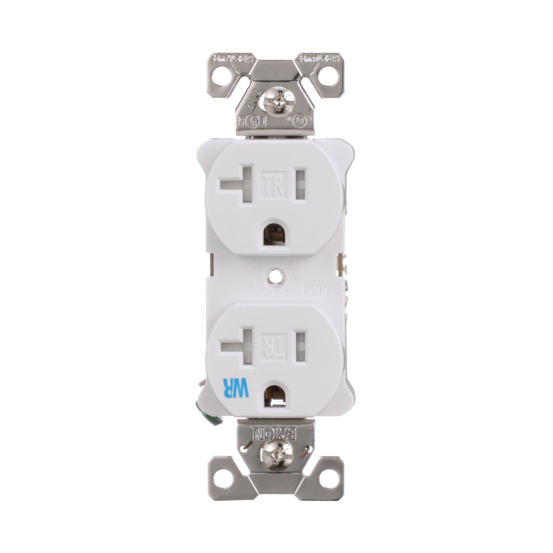 slide 1 of 6, Eaton 20 -Amp 125-volt Tamper Resistant Weather Resistant Commercial Duplex Outlet , White, 1 ct