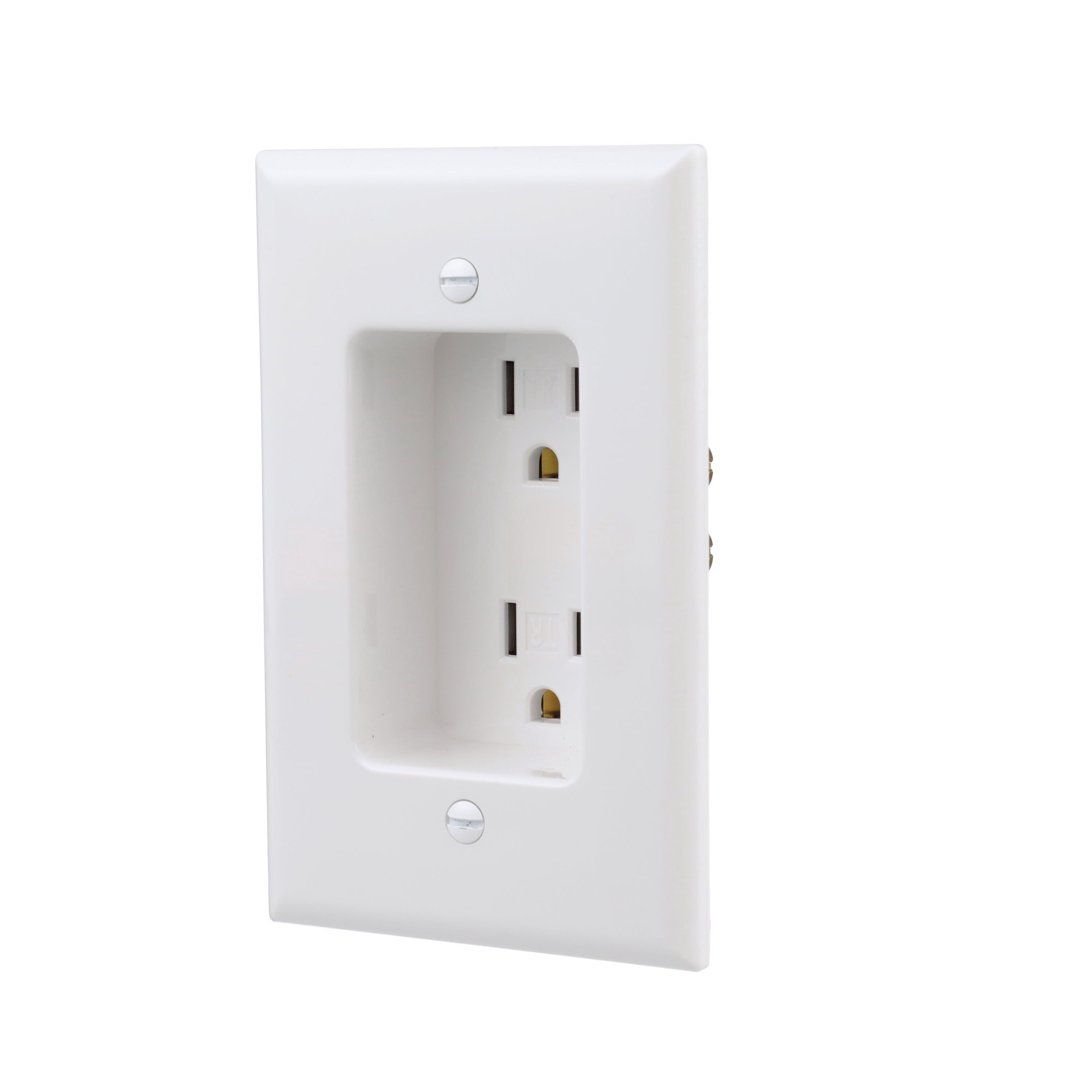 slide 2 of 6, Eaton 15 -Amp 125-volt Tamper Resistant Recessed Residential Decorator Outlet with Wall Plate, White, 1 ct
