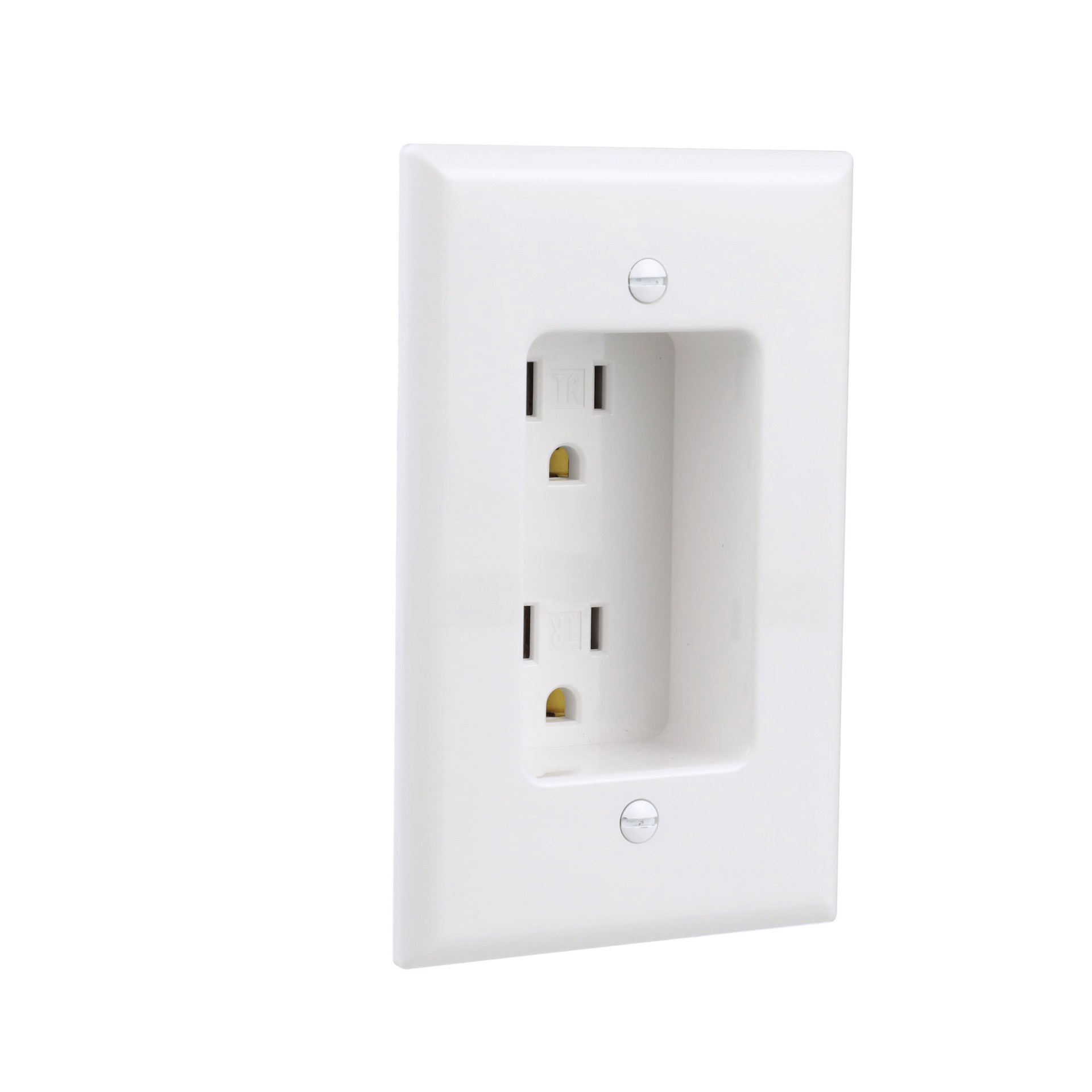 slide 6 of 6, Eaton 15 -Amp 125-volt Tamper Resistant Recessed Residential Decorator Outlet with Wall Plate, White, 1 ct