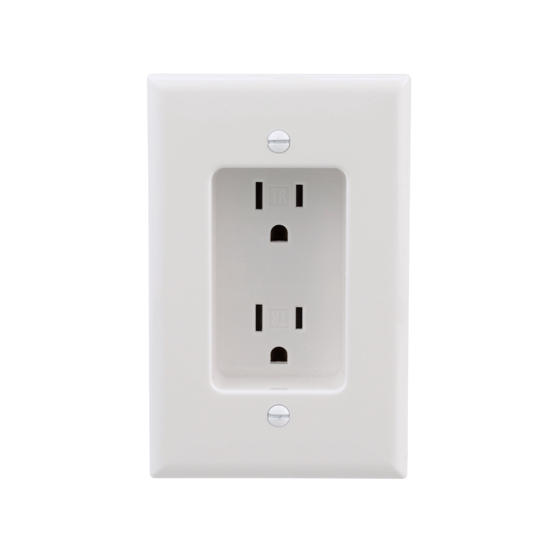 slide 1 of 6, Eaton 15 -Amp 125-volt Tamper Resistant Recessed Residential Decorator Outlet with Wall Plate, White, 1 ct