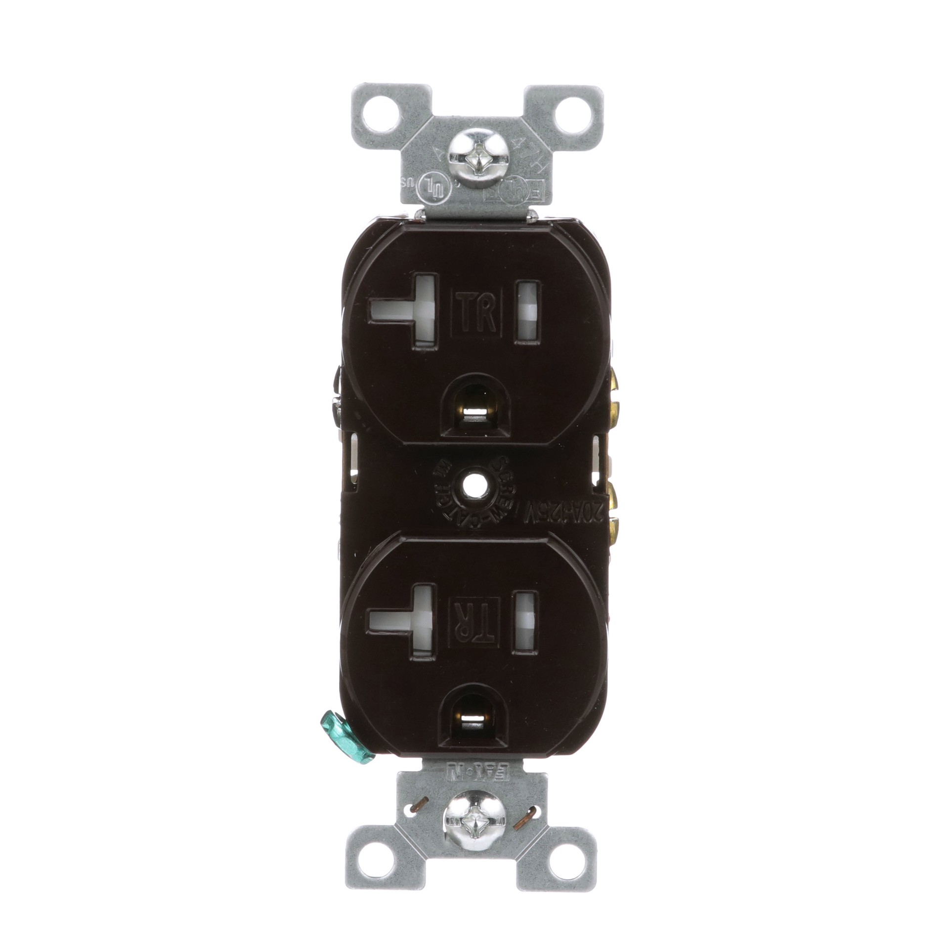 slide 1 of 6, 20 -Amp 125-volt Tamper Resistant Commercial Duplex Outlet , Brown, 1 ct