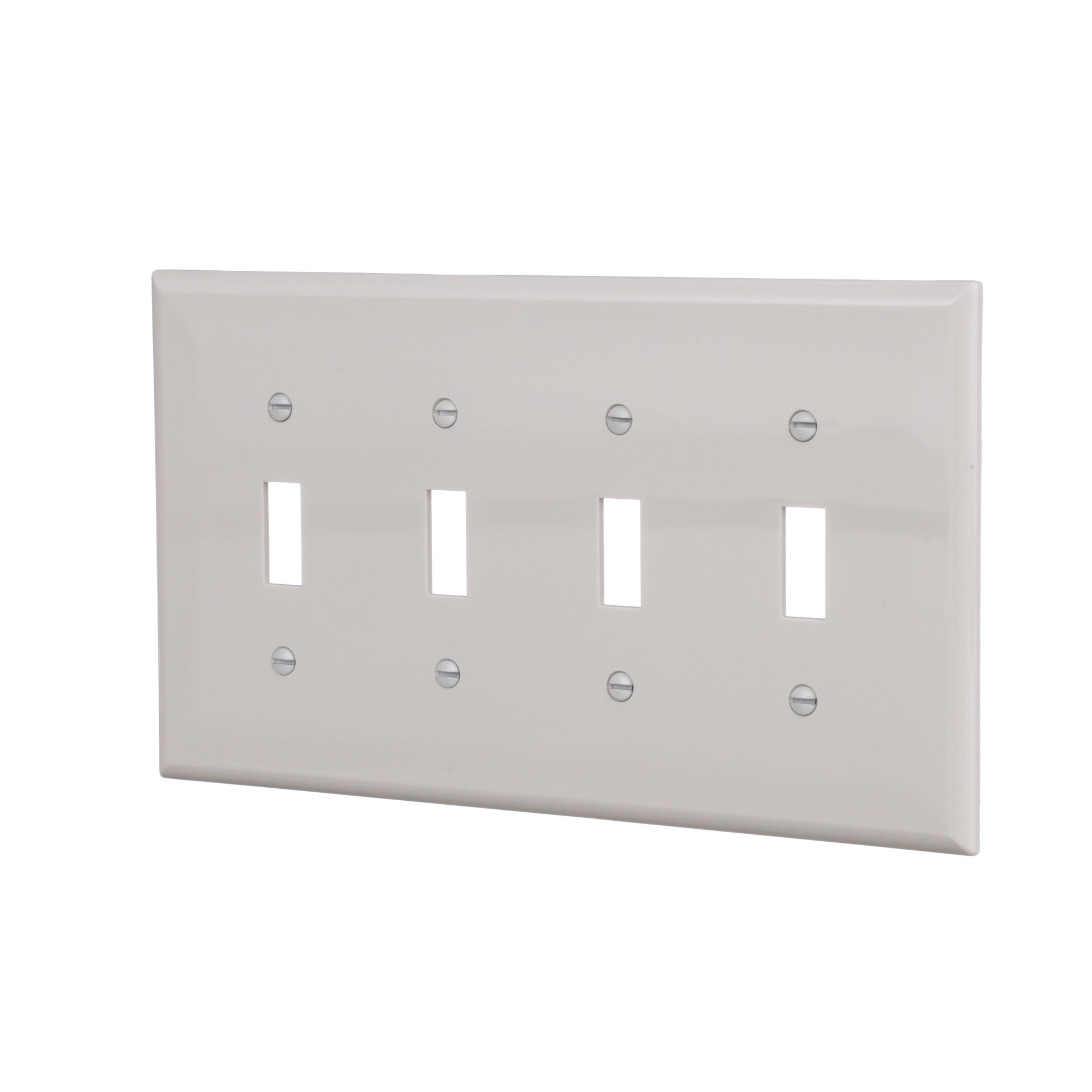 slide 3 of 6, Eaton 4 -Gang Midsize Size White Polycarbonate Indoor Toggle Wall Plate, 1 ct