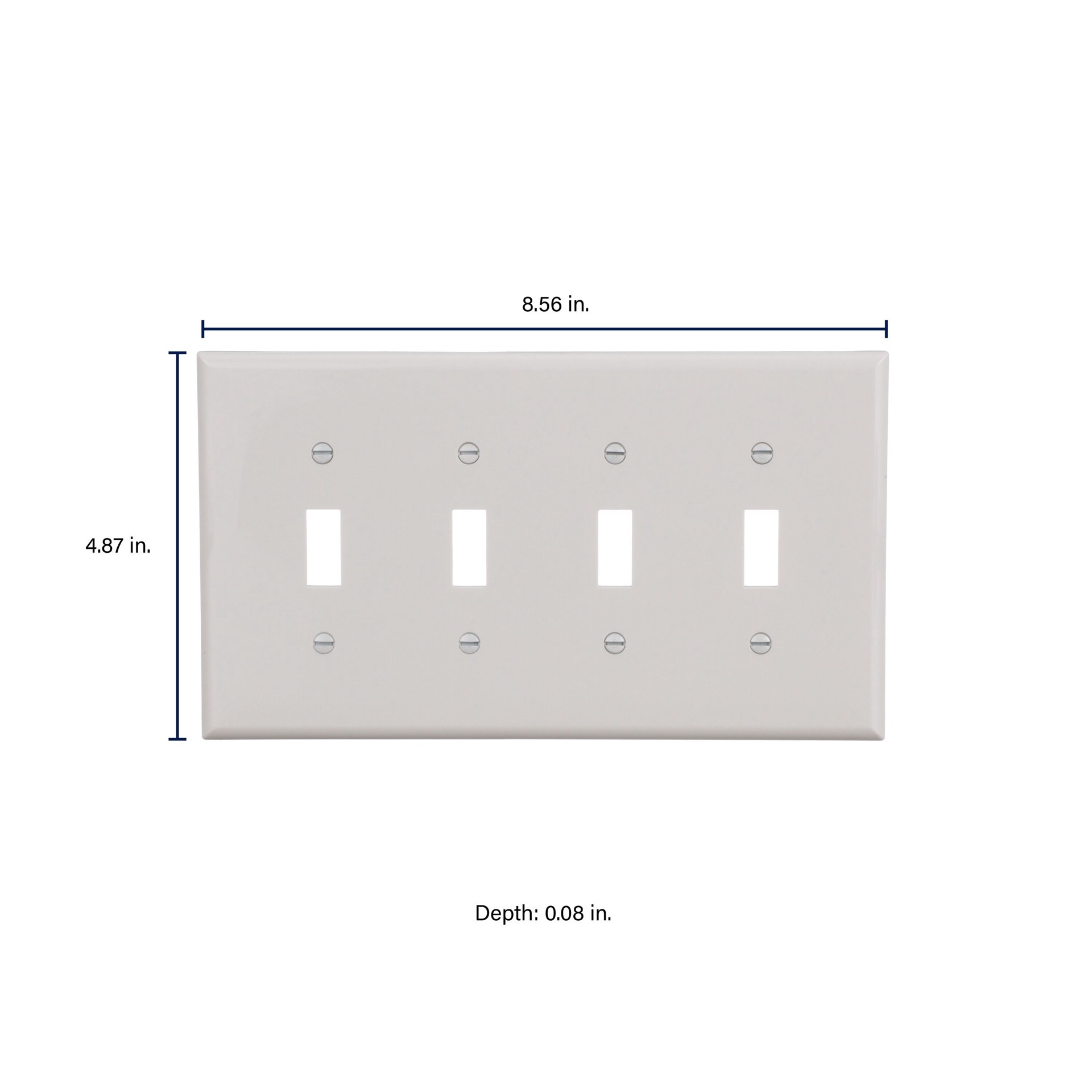 slide 2 of 6, Eaton 4 -Gang Midsize Size White Polycarbonate Indoor Toggle Wall Plate, 1 ct