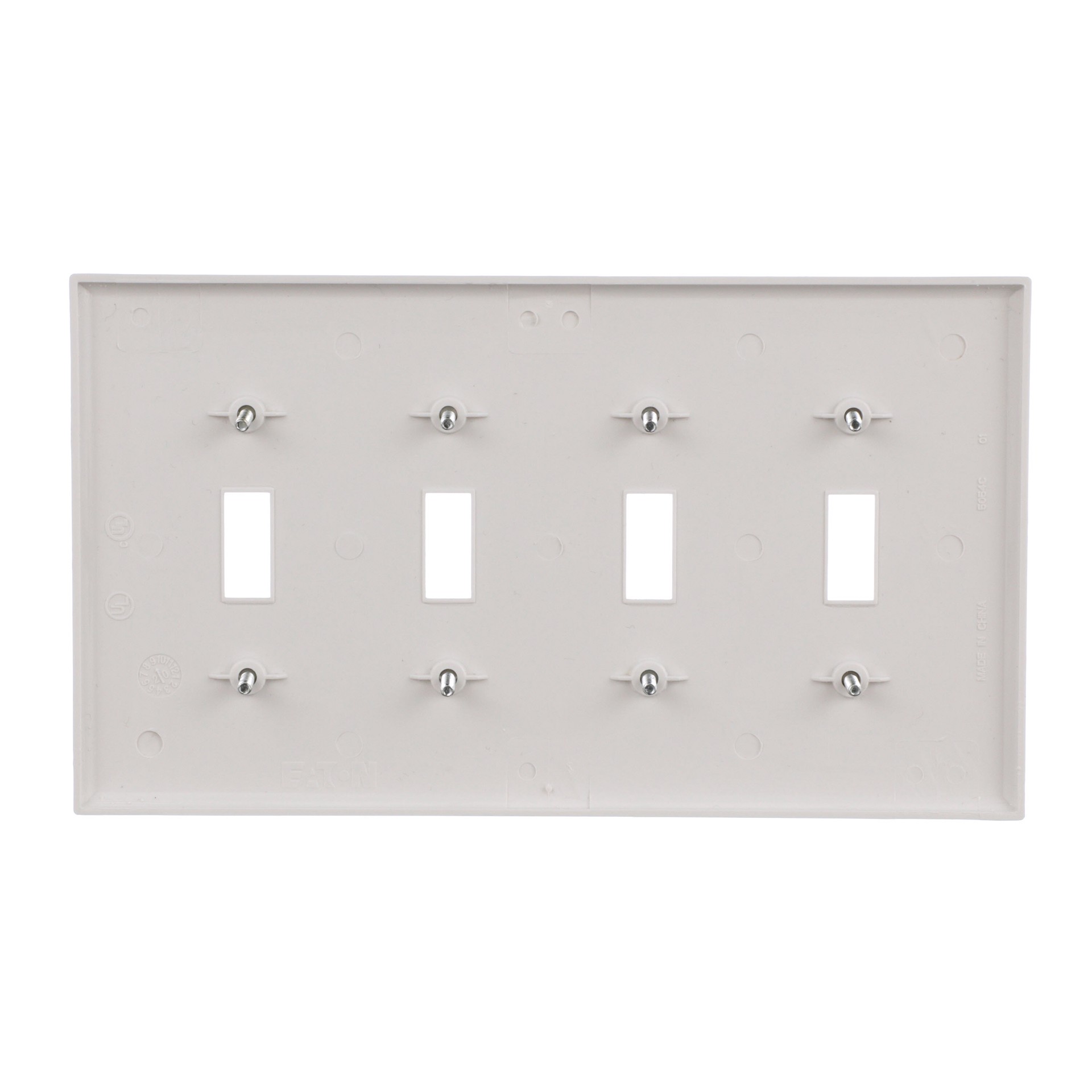 slide 5 of 6, Eaton 4 -Gang Midsize Size White Polycarbonate Indoor Toggle Wall Plate, 1 ct