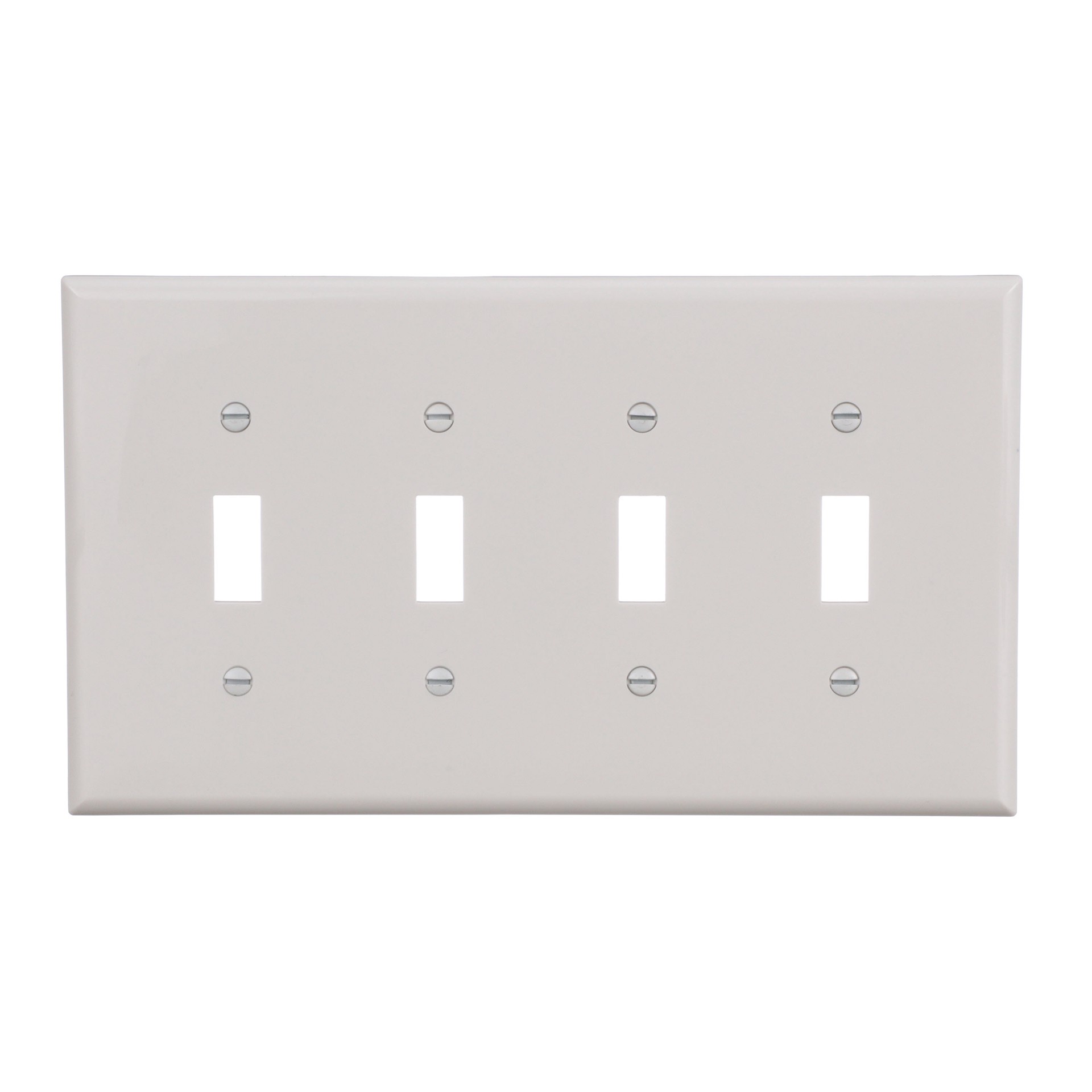 slide 1 of 6, Eaton 4 -Gang Midsize Size White Polycarbonate Indoor Toggle Wall Plate, 1 ct