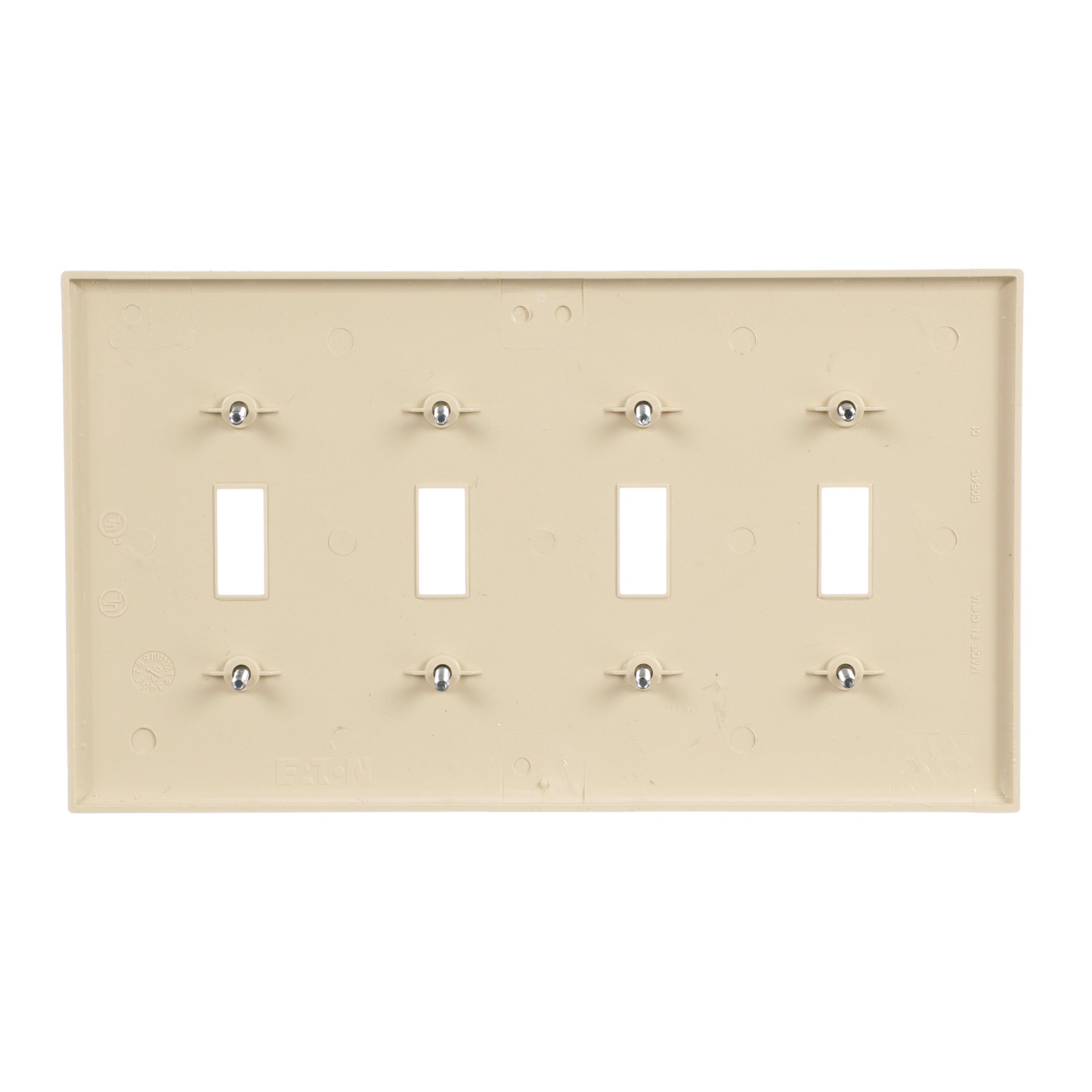 slide 4 of 6, Eaton 4 -Gang Midsize Size Ivory Polycarbonate Indoor Toggle Wall Plate, 1 ct
