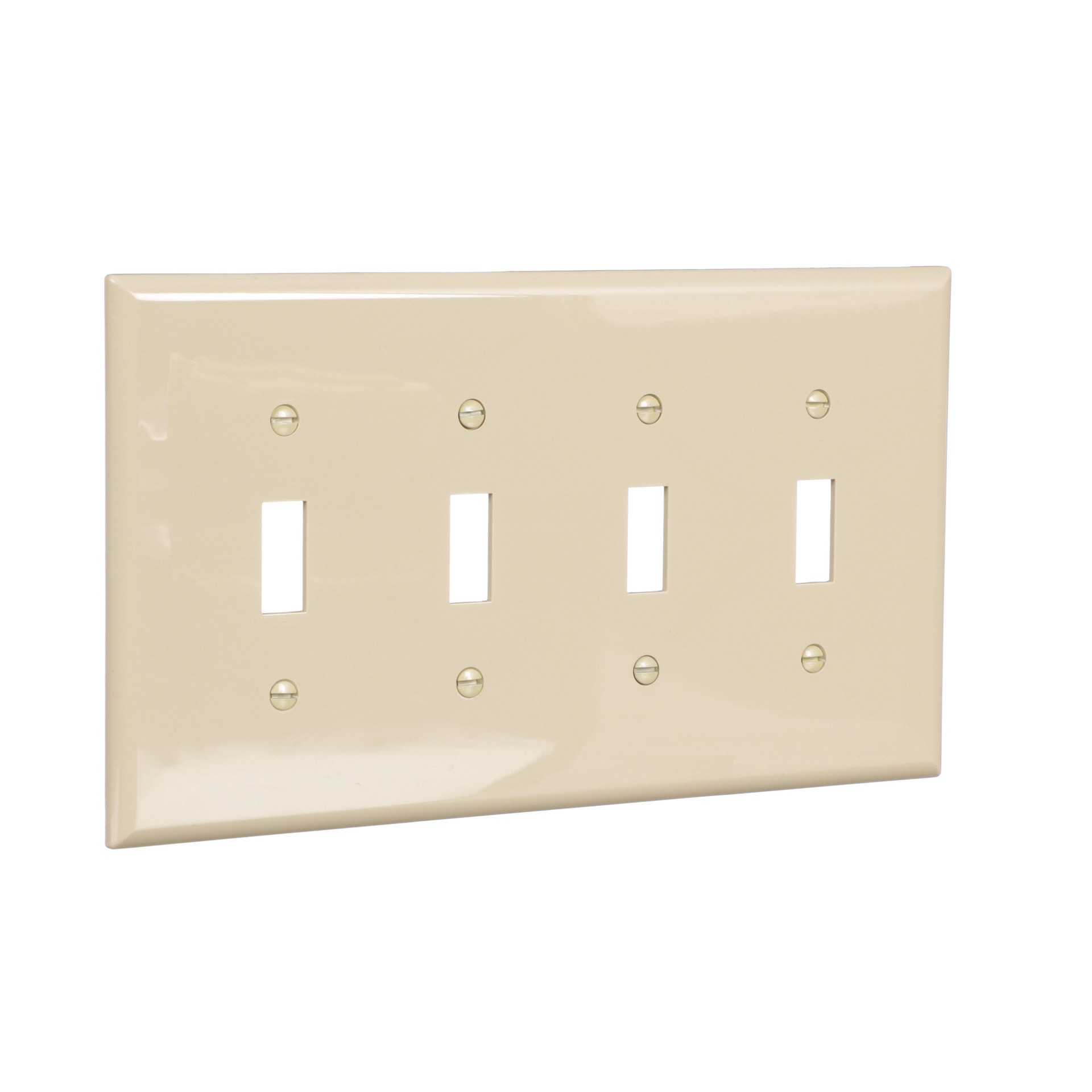 slide 6 of 6, Eaton 4 -Gang Midsize Size Ivory Polycarbonate Indoor Toggle Wall Plate, 1 ct