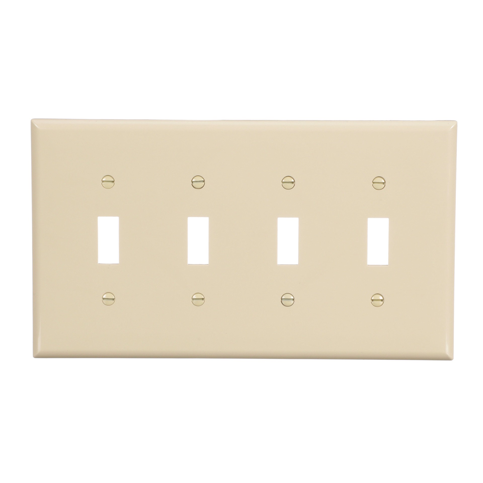 slide 1 of 6, Eaton 4 -Gang Midsize Size Ivory Polycarbonate Indoor Toggle Wall Plate, 1 ct