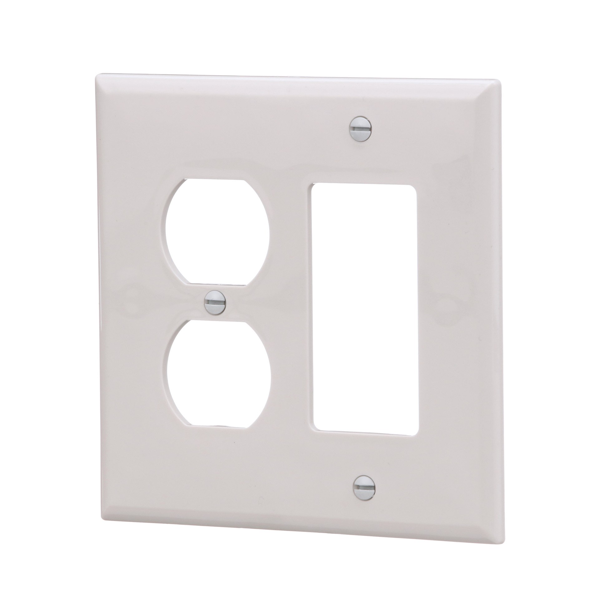 slide 3 of 6, 2 -Gang Midsize Size White Polycarbonate Indoor Duplex/Decorator Wall Plate, 1 ct