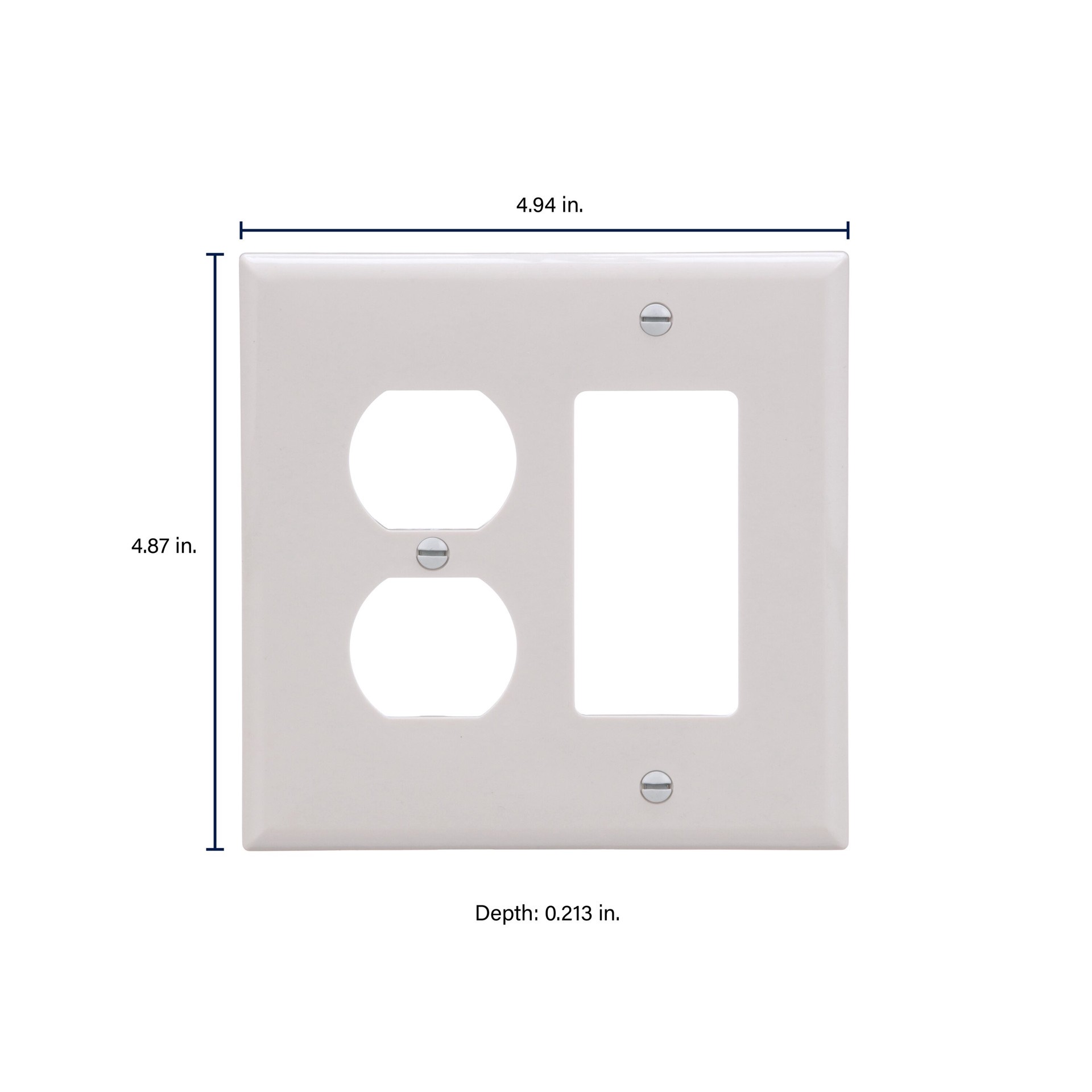 slide 2 of 6, 2 -Gang Midsize Size White Polycarbonate Indoor Duplex/Decorator Wall Plate, 1 ct