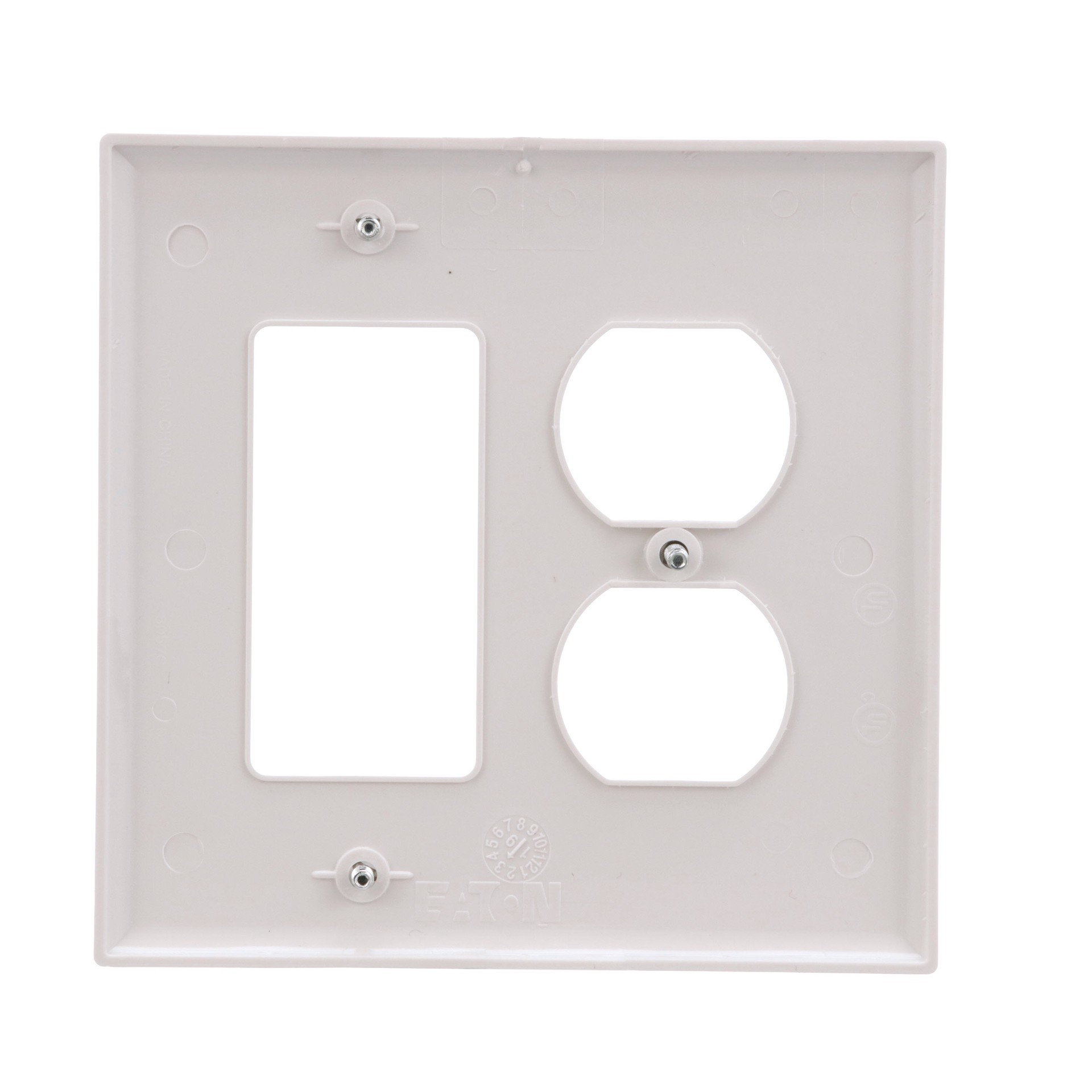 slide 5 of 6, 2 -Gang Midsize Size White Polycarbonate Indoor Duplex/Decorator Wall Plate, 1 ct