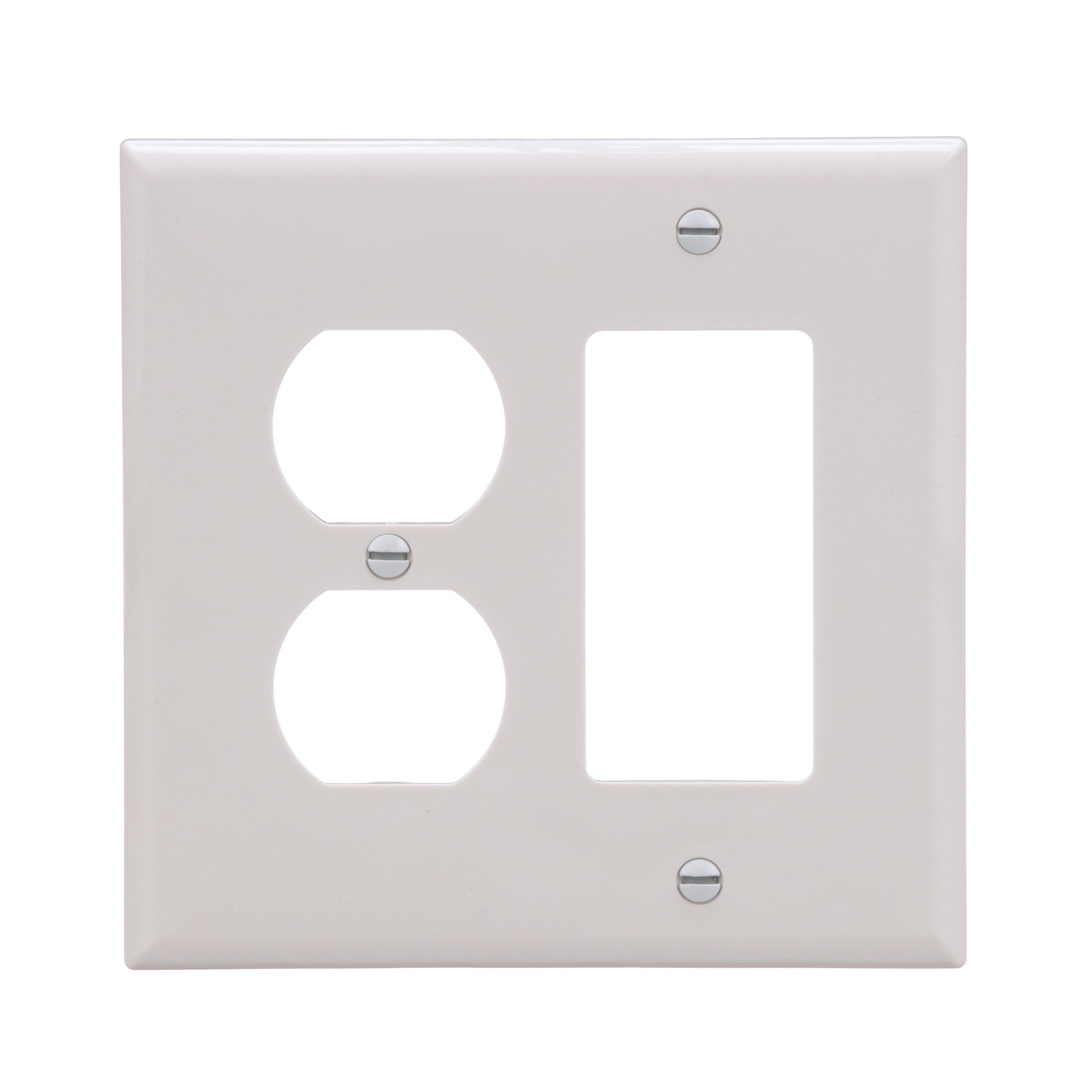 slide 1 of 6, 2 -Gang Midsize Size White Polycarbonate Indoor Duplex/Decorator Wall Plate, 1 ct