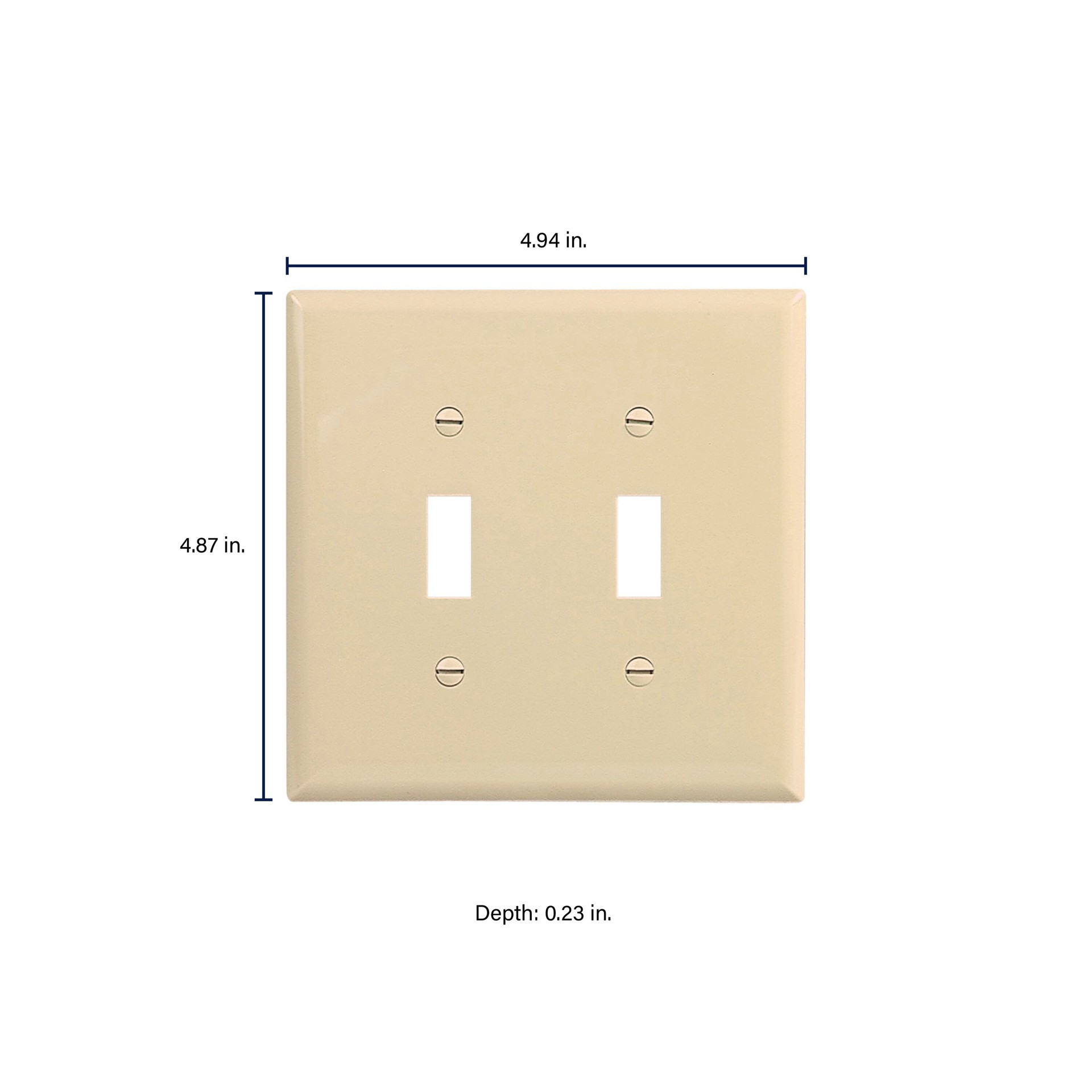 slide 2 of 6, 2 -Gang Midsize Size Ivory Polycarbonate Indoor Toggle Wall Plate, 1 ct