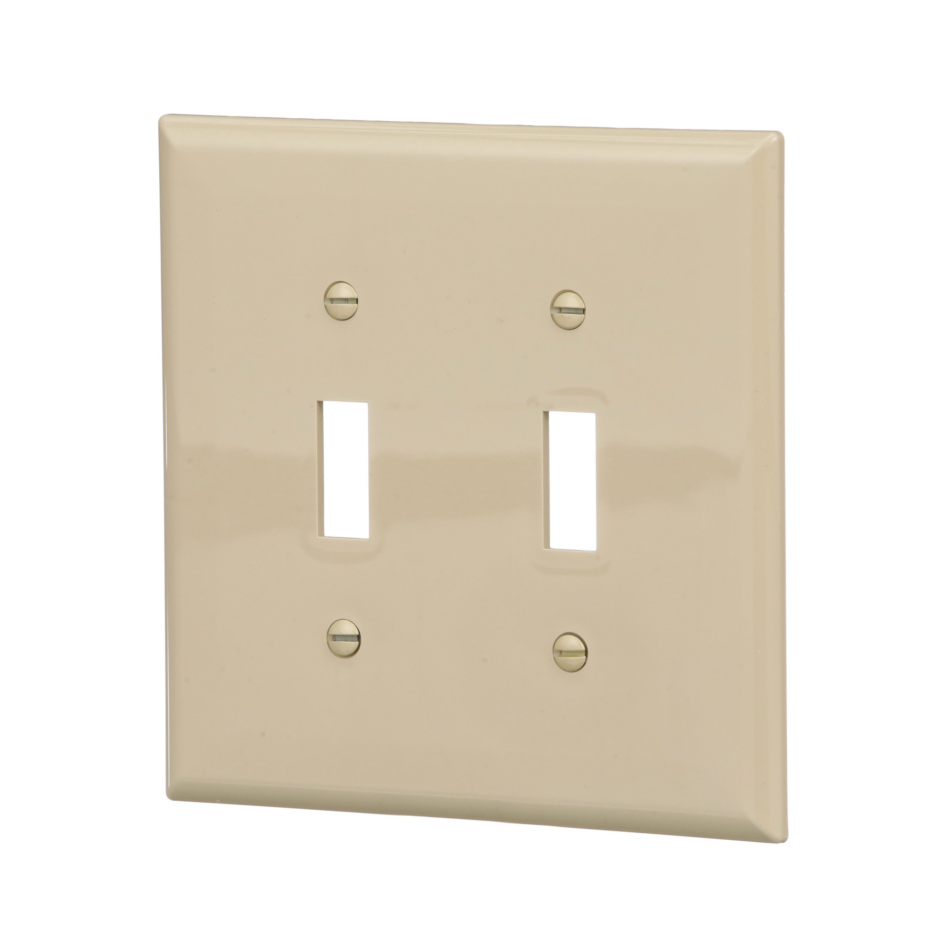 slide 3 of 6, 2 -Gang Midsize Size Ivory Polycarbonate Indoor Toggle Wall Plate, 1 ct