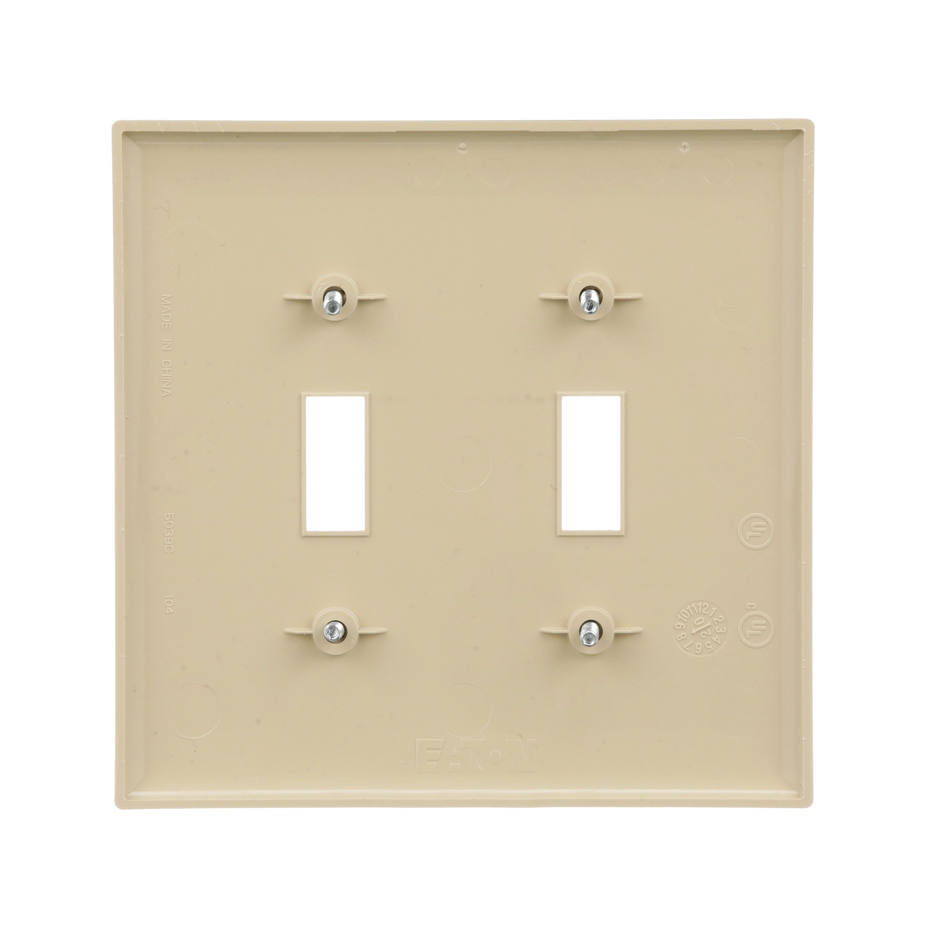 slide 5 of 6, 2 -Gang Midsize Size Ivory Polycarbonate Indoor Toggle Wall Plate, 1 ct